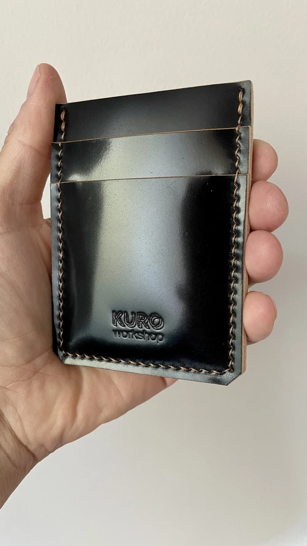 小物 SHORT WALLET [BLACK/Cordovan] Cordovan Mini Wallet Black - The Flat Head | Rivet & Hide