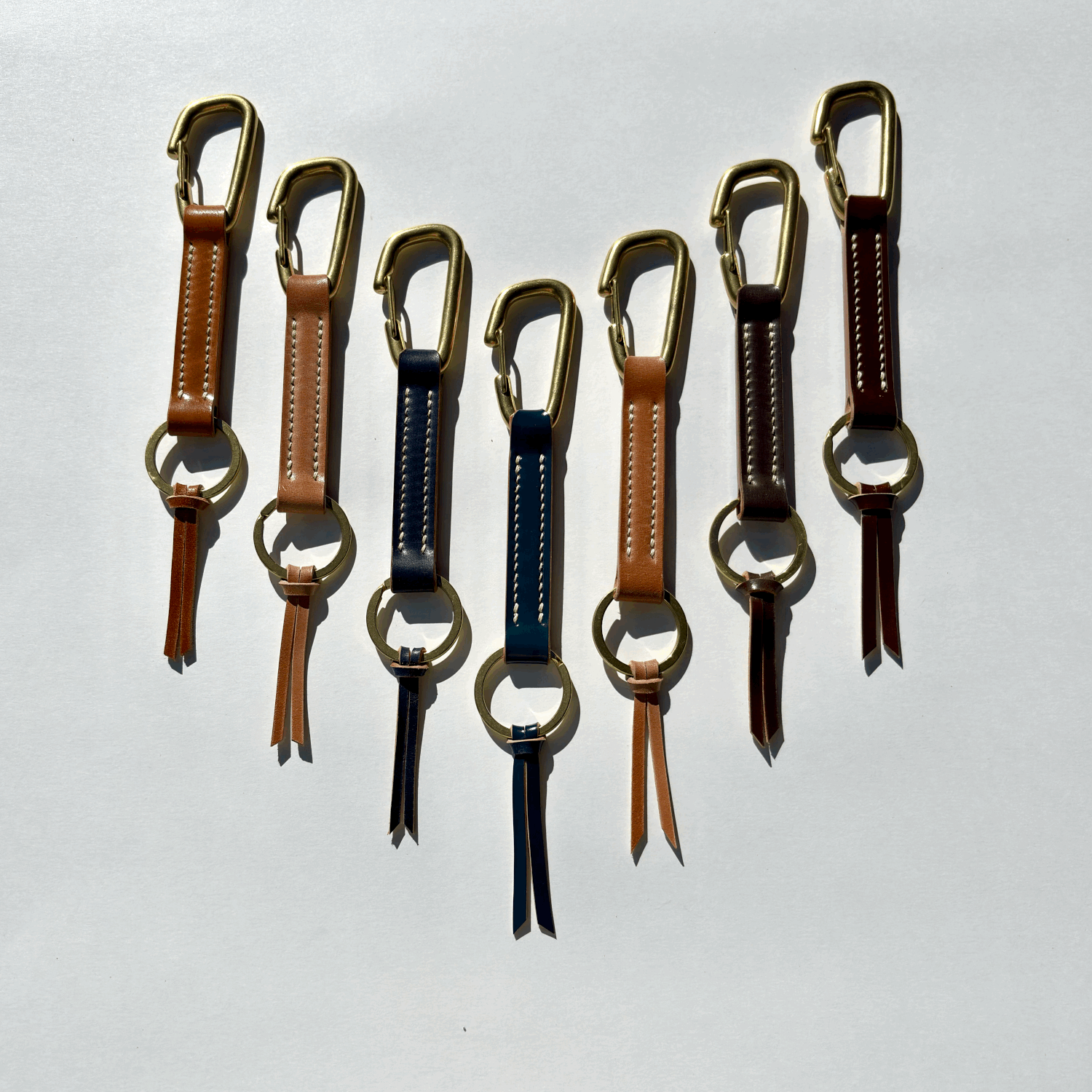 Japanese Brass Carabiner with Shell Cordovan leather and keyring