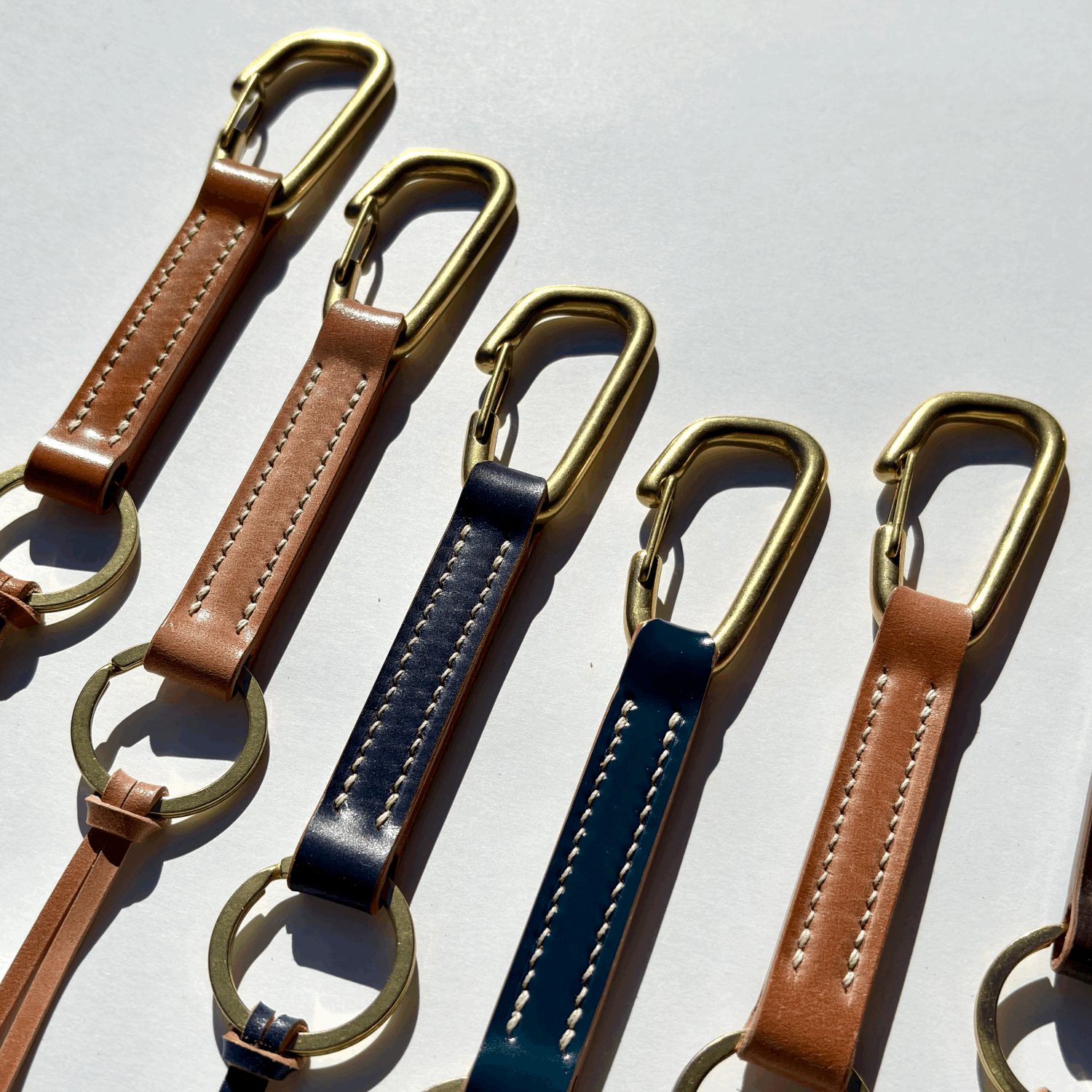 Japanese Brass Carabiner with Shell Cordovan leather and keyring