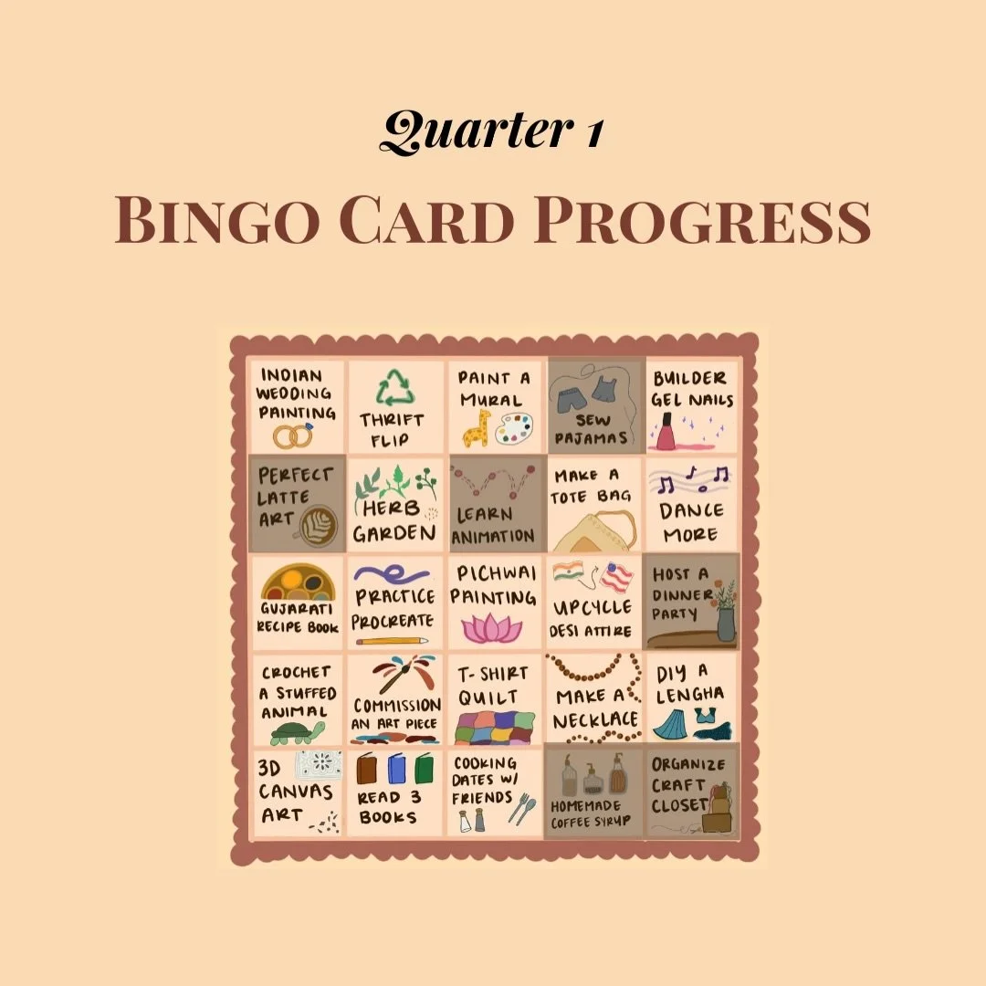 🧵🥳🎨&hellip;

Q1 Bingo Card Check-in 🫶🏾

It&rsquo;s been a busy year so far, but I&rsquo;ve been able to squeeze in some creative time❤️ From cooking to sewing, tinkering on my iPad and organizing my crafts, it&rsquo;s been a good first quarter👏