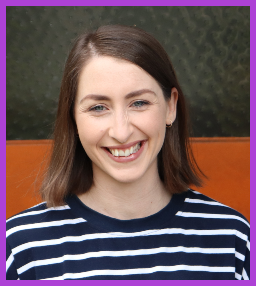 Kelsey is a Caucasian woman with light skin, blue eyes and straight, shoulder-length brown hair.