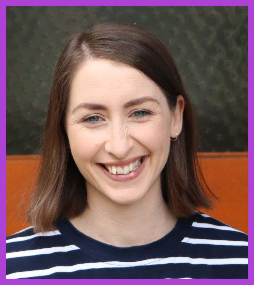 Headshot of Kelsey - a woman with light skin, blue eyes and straight, shoulder-length brown hair.