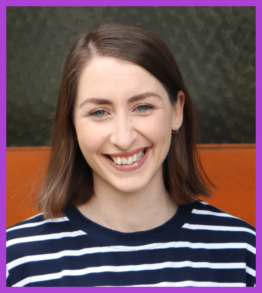 Headshot of Kelsey - a woman with light skin, blue eyes and straight, shoulder-length brown hair.