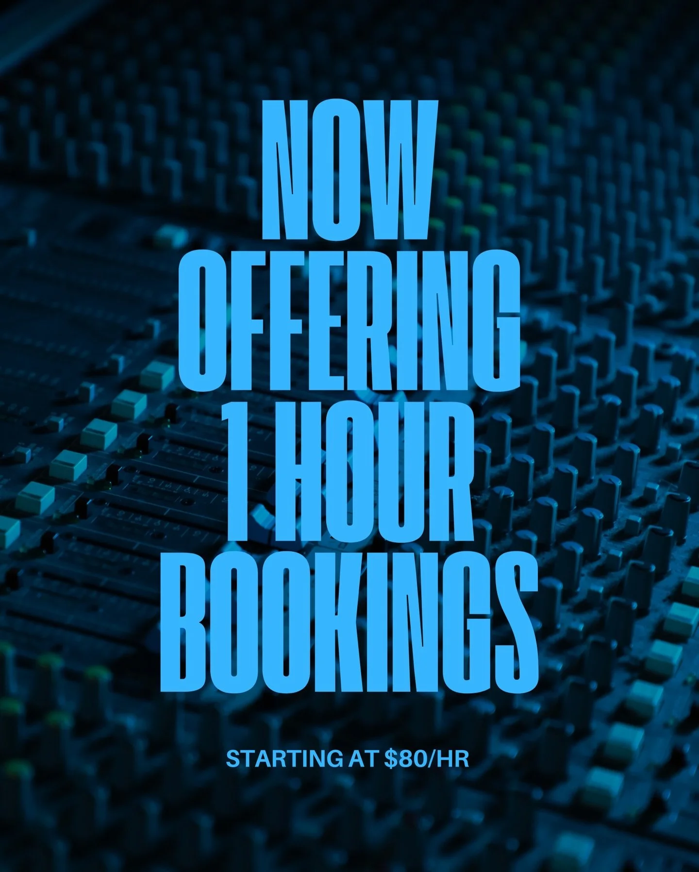 NOW OFFERING 1-HOUR BOOKINGS 🌊

Need quick studio time without committing to a full session? Tap in!

Perfect for tracking vocals, finishing a verse, testing a new idea, capturing rollout content, checking mixes, or just catching a vibe.

⭐️ Session