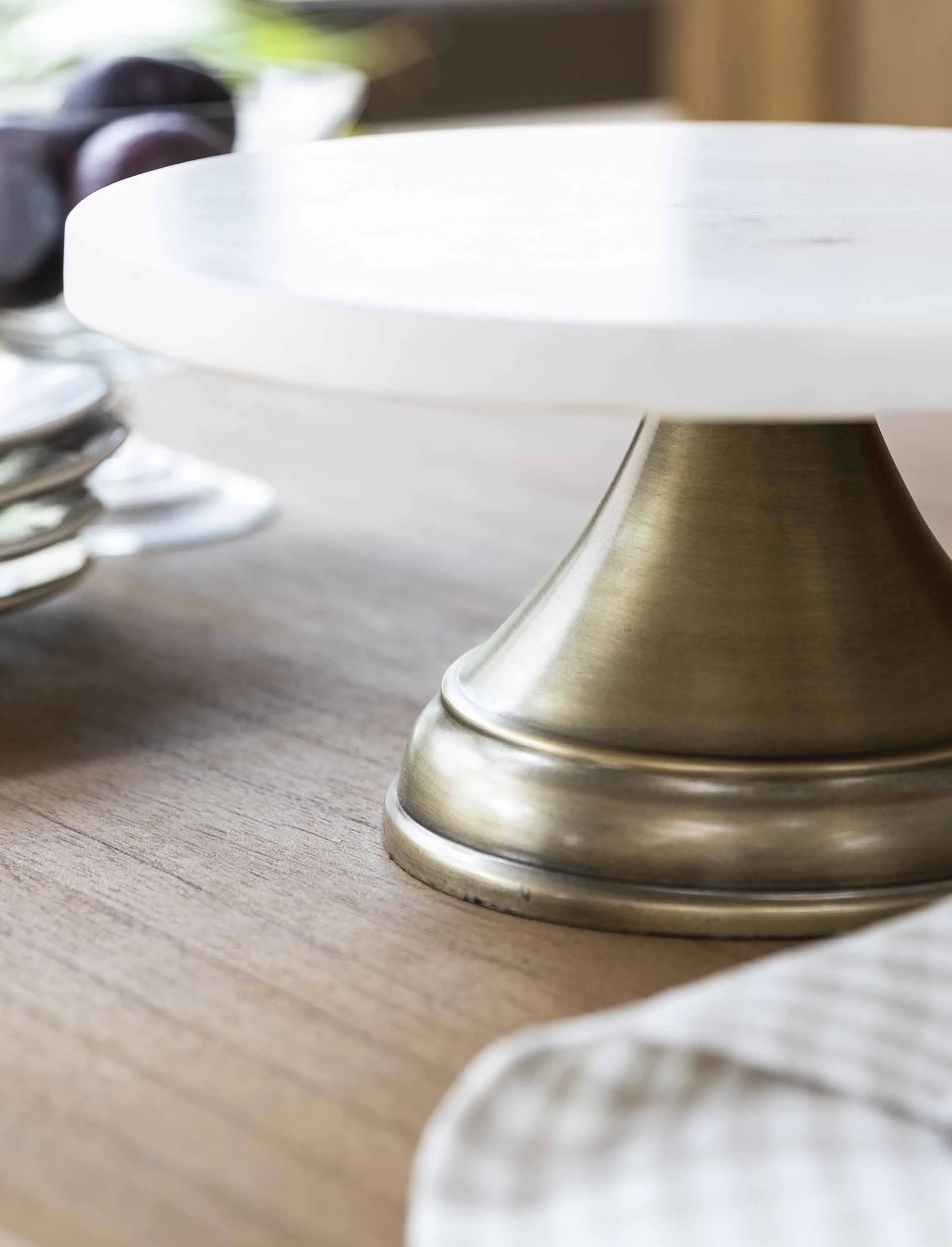 Brompton Marble Cake Stand Antique Brass Finish