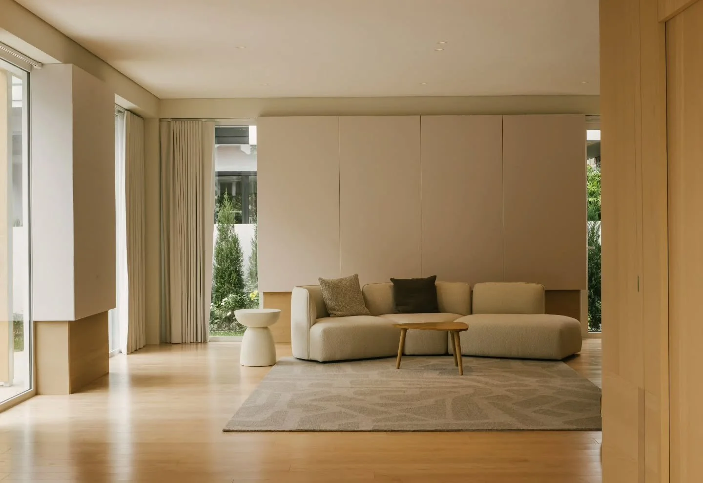 House of Passing Light

A new Accoya timber trellis wraps the fa&ccedil;ade, tying the various elements together. It filters daylight, moderates solar exposure, and forms awnings over the entrance, balcony, and terraces. At the front, a new balcony i