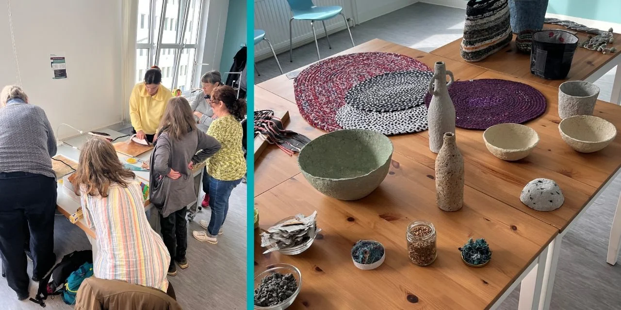 Dieses Jahr öffneten wir zu den Europäischen Tagen des Kunsthandwerks unsere Werkstatt in Neukölln und stellten unsere Produkte aus. Besucher:innen konnten zudem an Workshops teilnehmen, wie etwa zur Herstellung von Bienenwachstüchern.