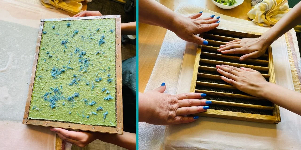 Im OTAWI-Treff in Wedding lernten Besucher*innen die Kunst des Papierschöpfens und stellten aus recyceltem Material ihr eigenes Papier her. Die kreative Aktivität bot eine nachhaltige Möglichkeit, Altpapier in individuelle Designs zu verwandeln.