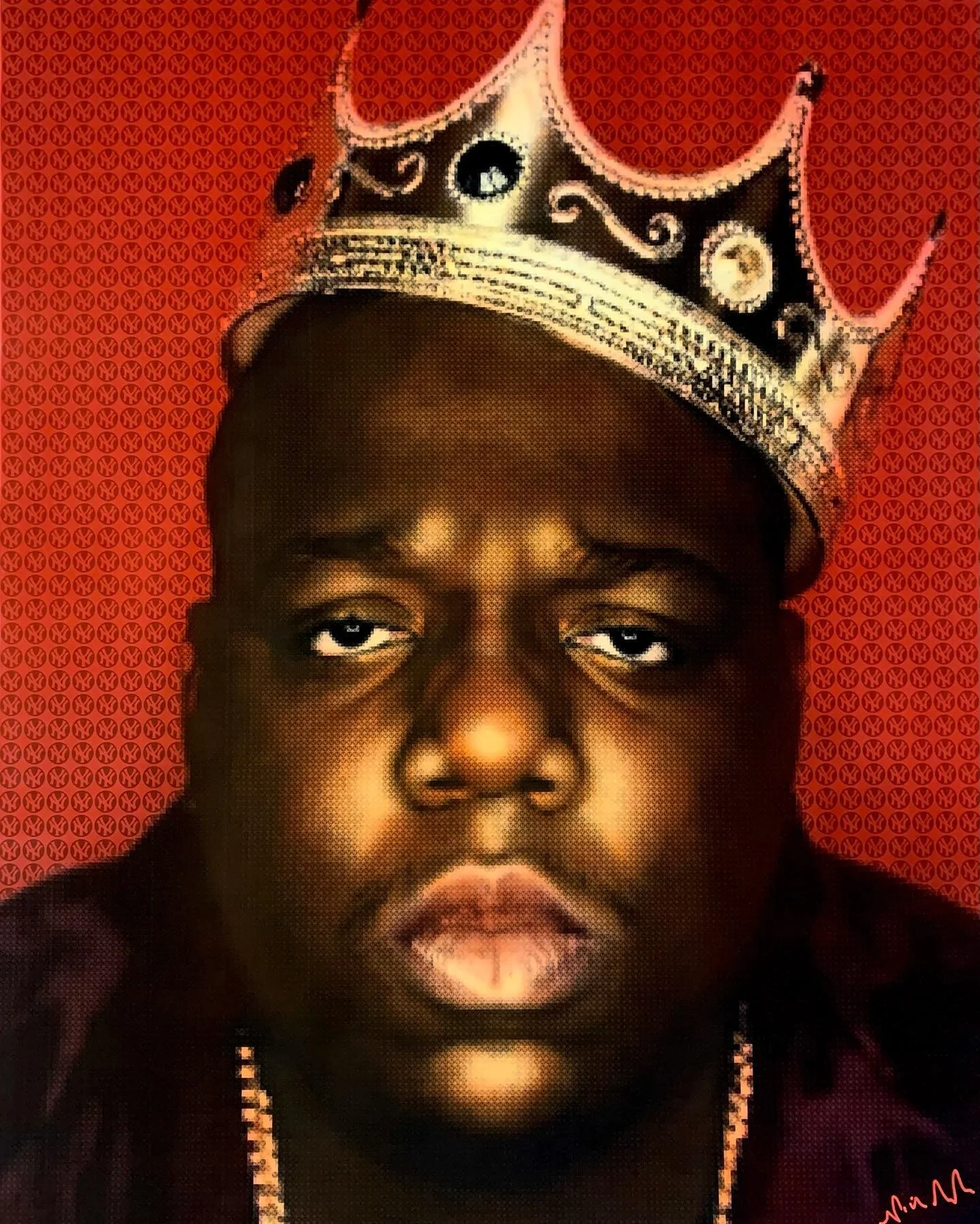 Happy birthday to the Notorious B.I.G.
I&rsquo;ve just finished painting him today and was also really pleased when I found out it was his 49th birthday. I couldn&rsquo;t have timed it better. Rest in power, as I&rsquo;m sure you are. 
Please slide a