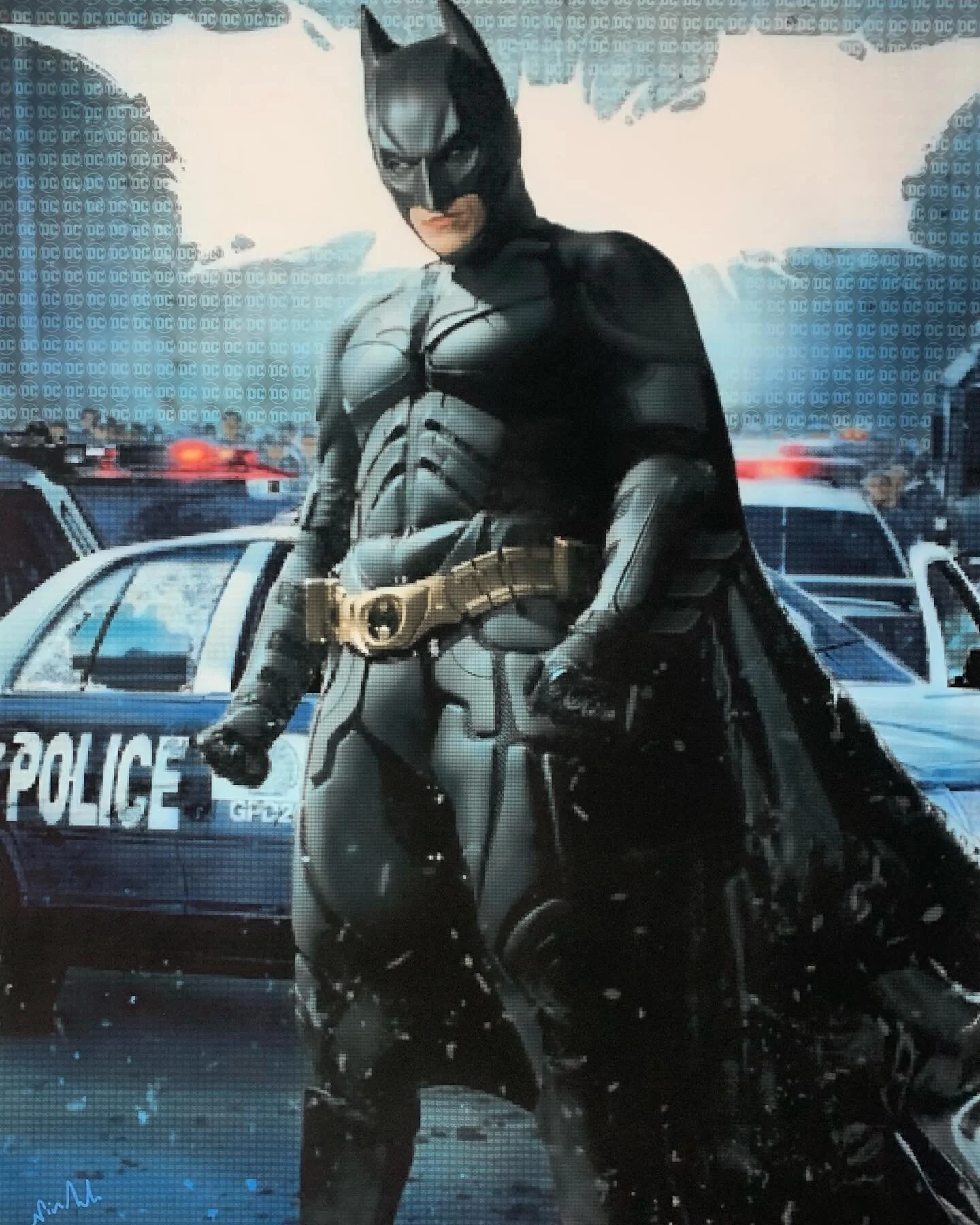 Posted @withregram &bull; @whitewallgalleriesofficial NICK HOLDSWORTH⁠
⁠
Batman Dark Knight⁠
Original Air Brush &amp; Ink Over Pixelated Collage, 35x46&rdquo;⁠
⁠
Nick&rsquo;s creative process is both playful and complex, and informs the entire messag