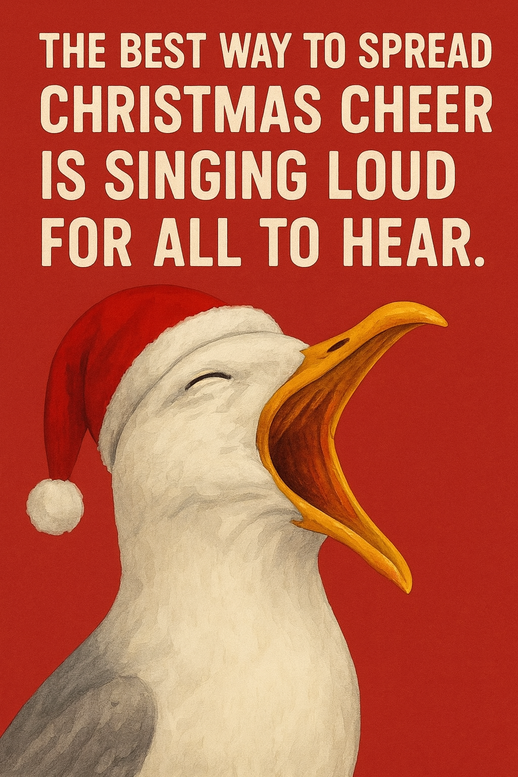 Set of four Christmas cards featuring festive seagull artwork by Outlier Gifts