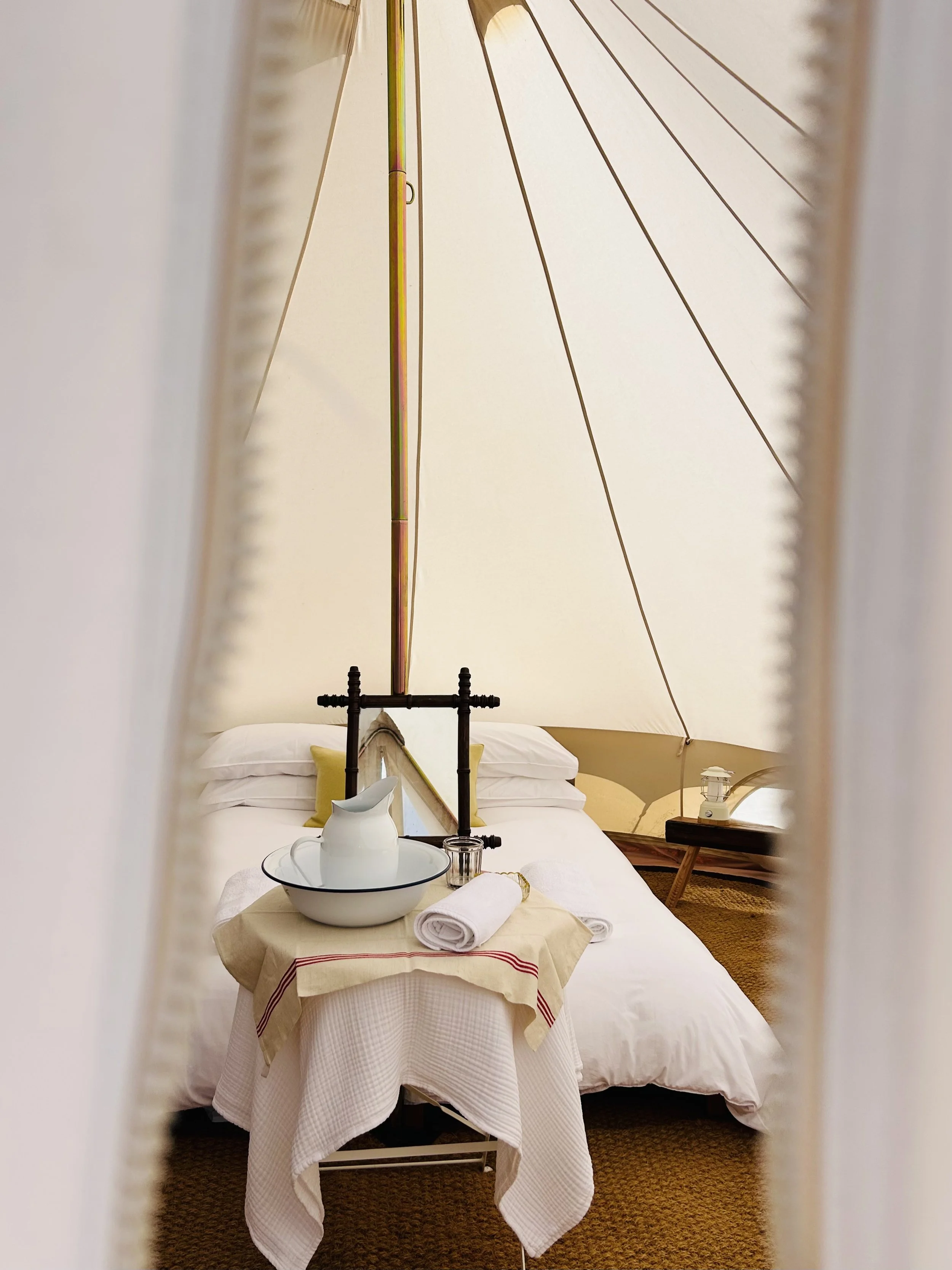 Beautifully furnished bell tent accommodation at Spot House Farm