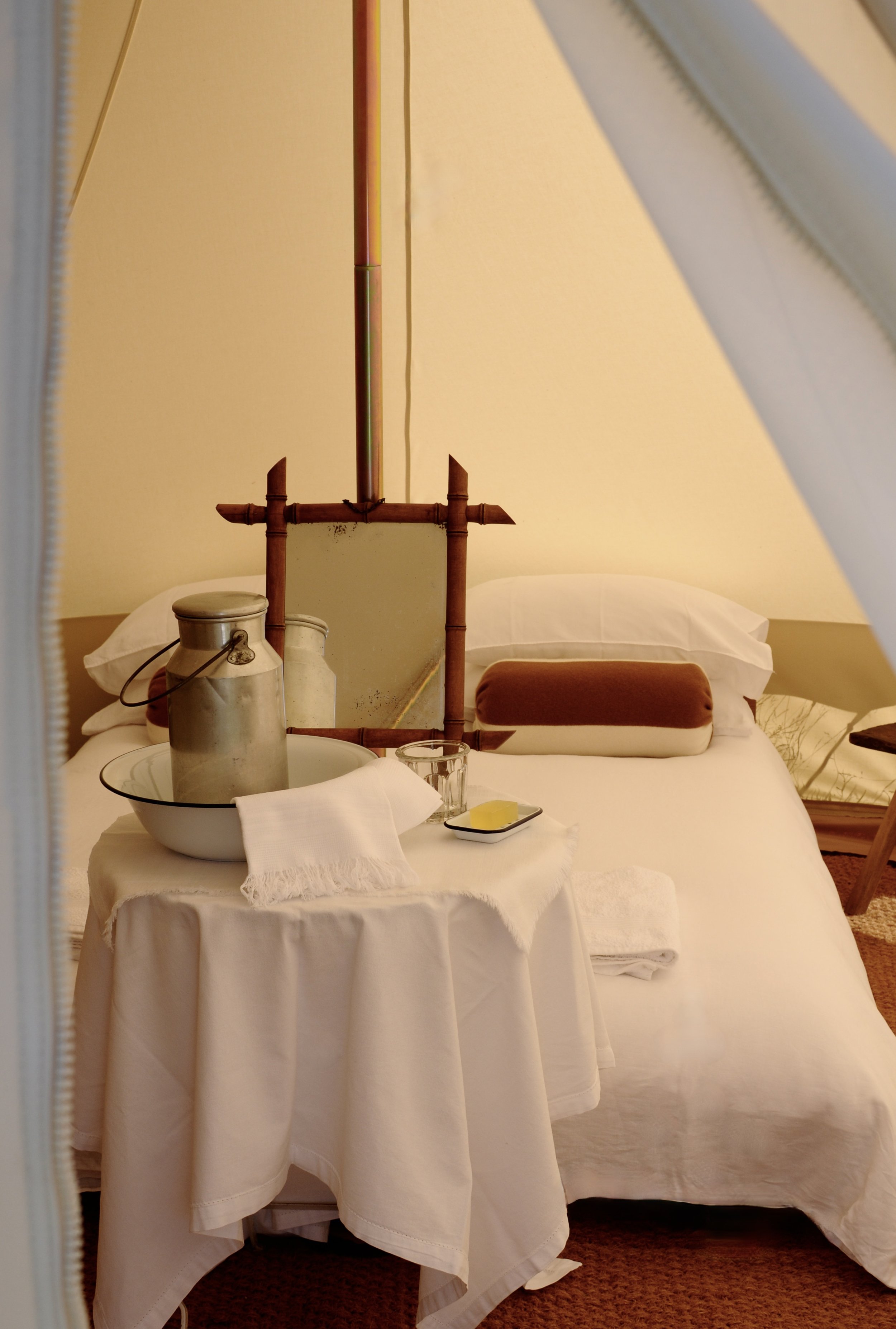 A beautifully curated bell tent at Spot House Farm