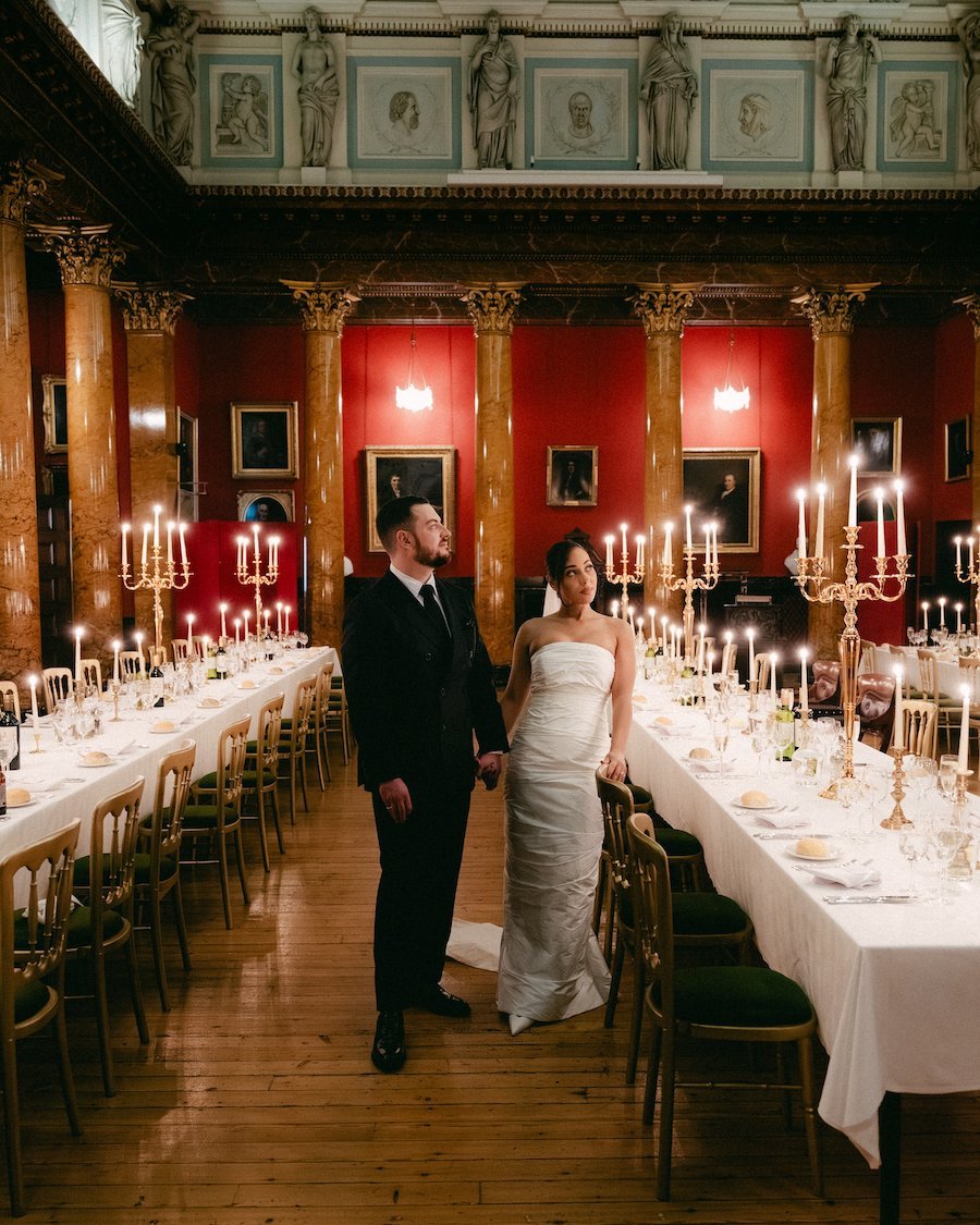 Bride and Groom at Wedding Reception at Royal College of Physicians, Scotland