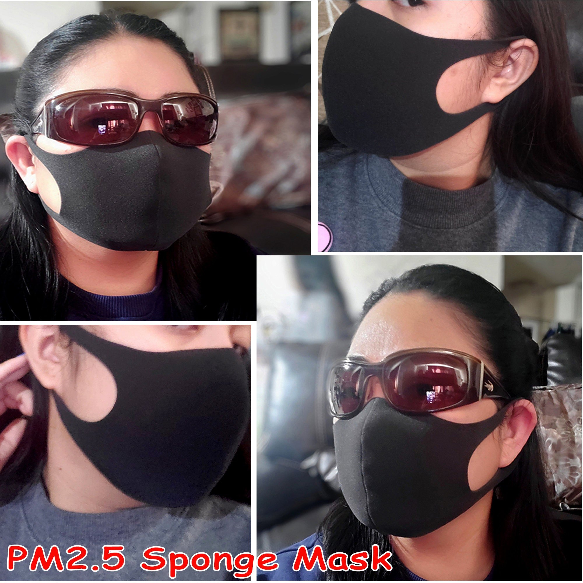 Set of 3- thin PM2.5 SPONGE MASK- Perfect to wear under a Cloth Mask for added Protection Wear as is Washable/Breathable Individually packed
