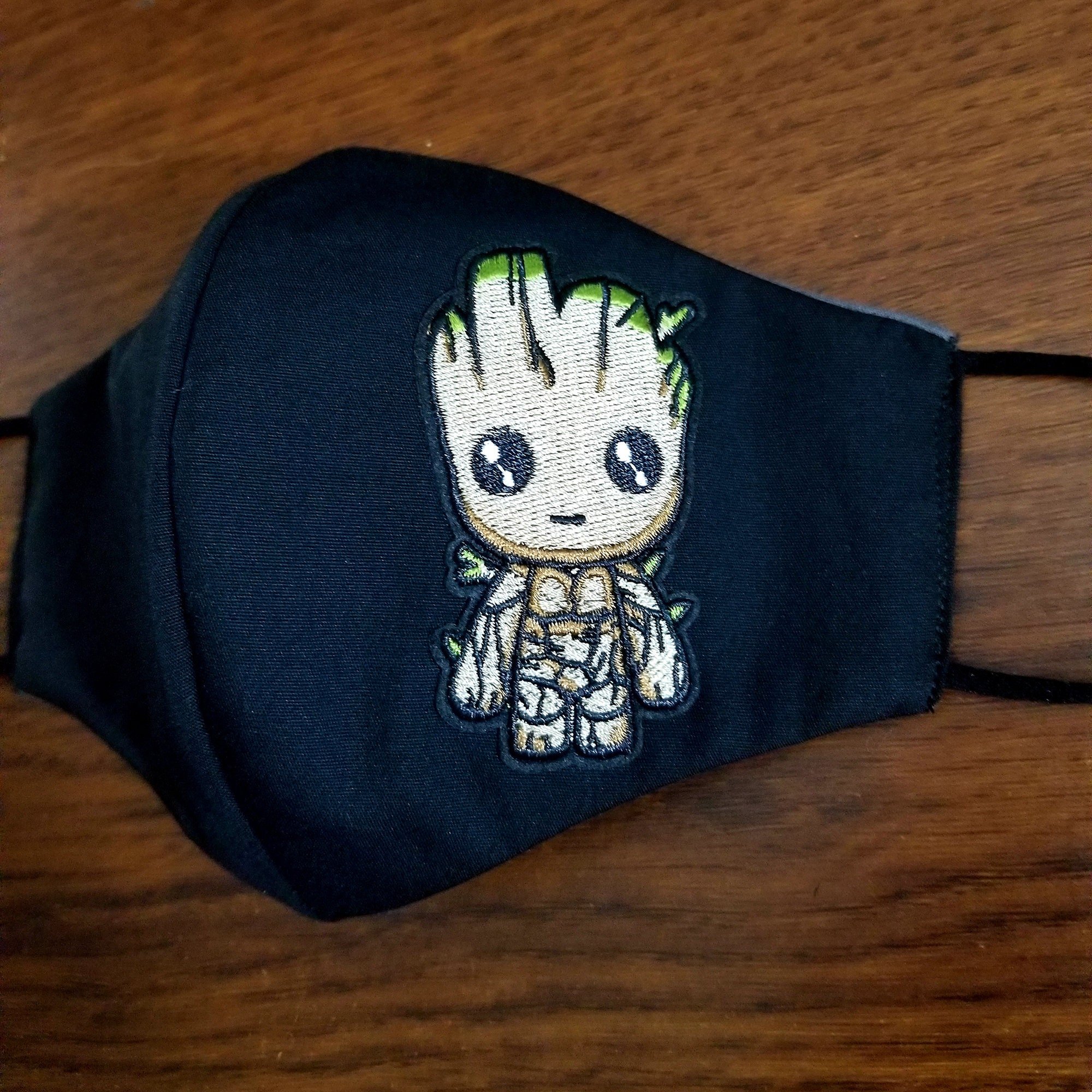 Baby GROOT GUARDIANS of The Galaxy, Embroidered Applique, Cloth Face MASK – Reversible 3-Layer, Washable, Reusable – Ready to Ship!!!