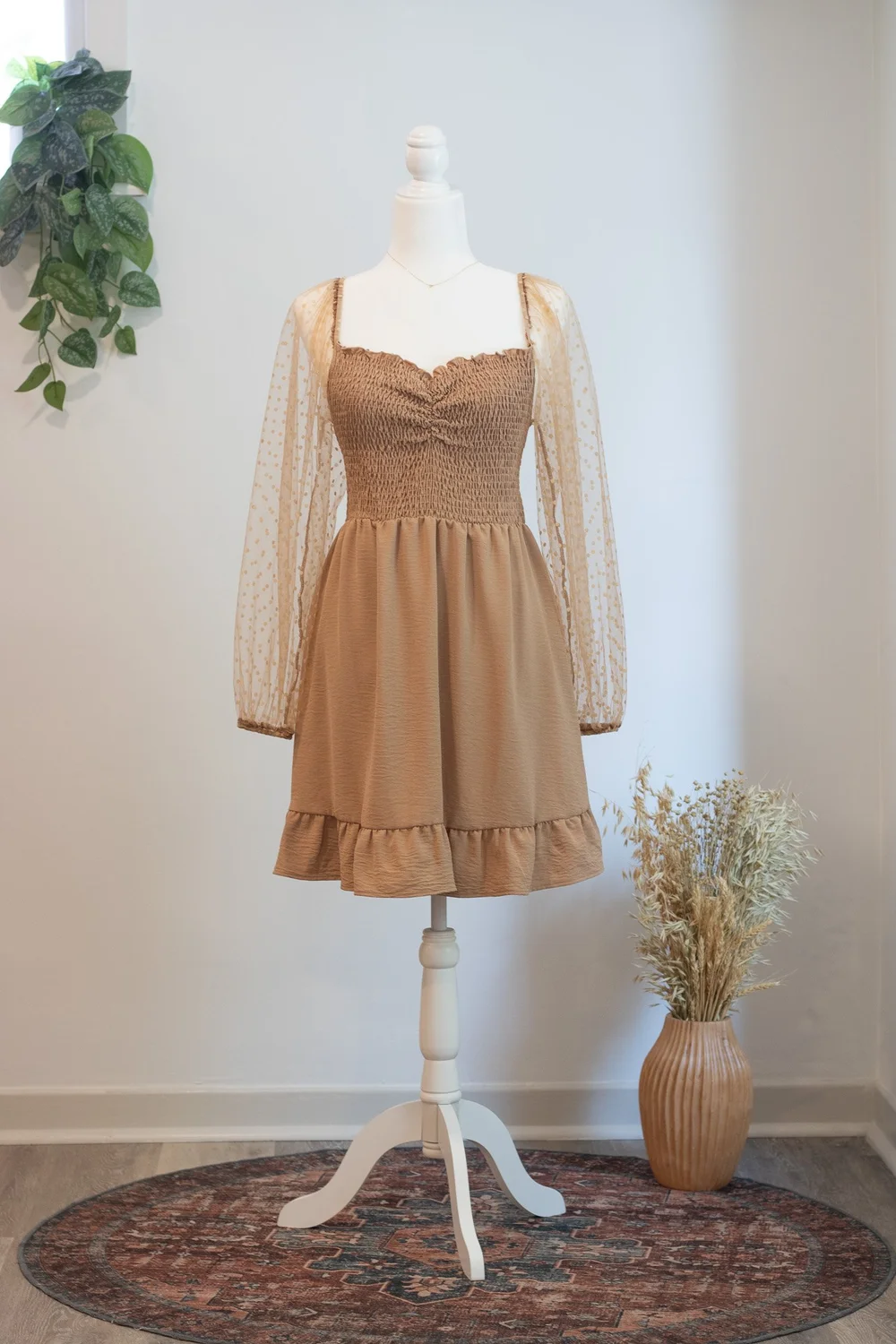 sheer sleeve dress Fairytale Dream Sheer Sleeve Mini Dress White main image 1