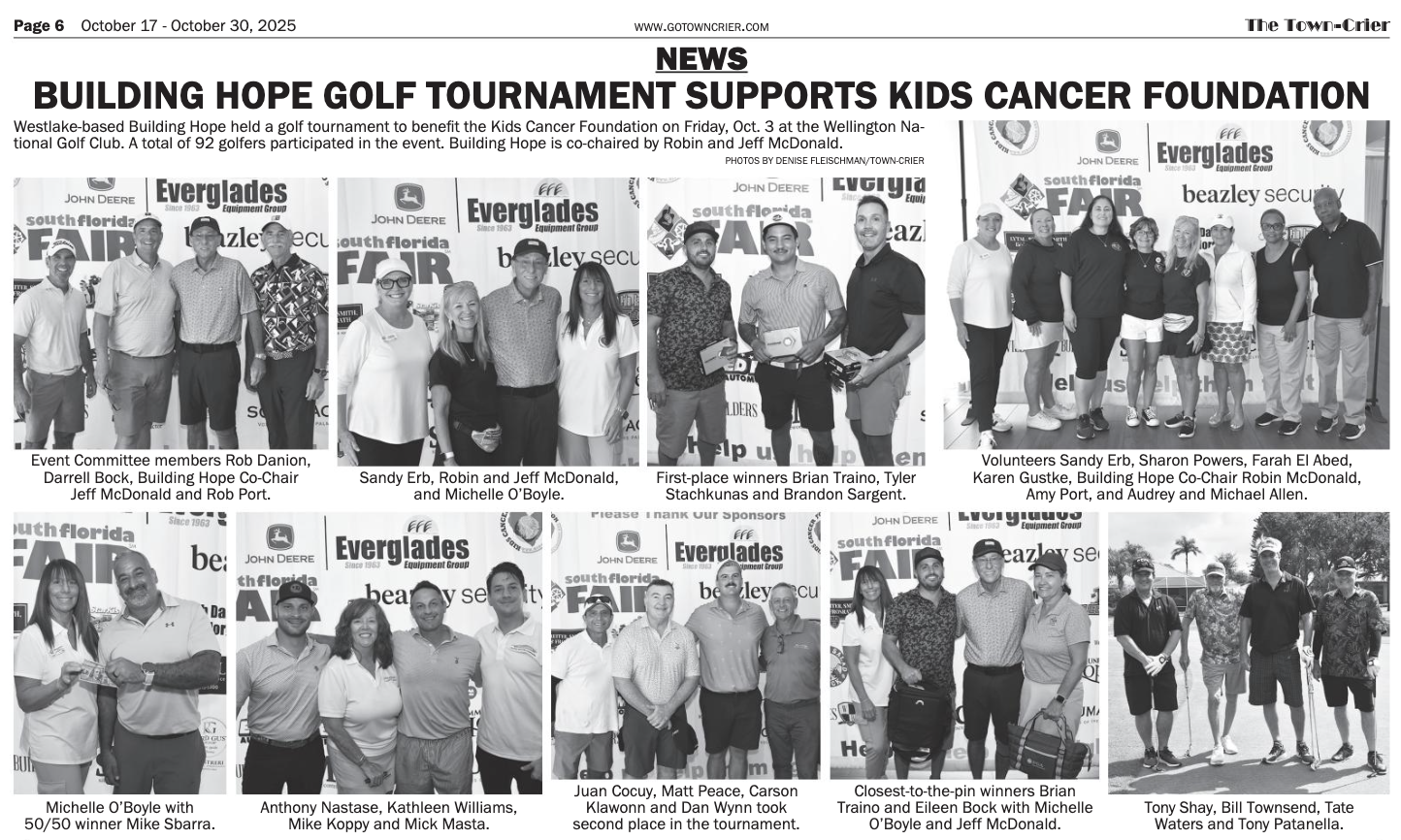 Building Hope Golf Tournament Supports Kids Cancer Foundation