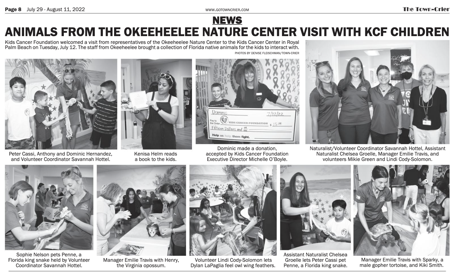 Animals From the Okeeheelee Nature Center Visit with KCF Children