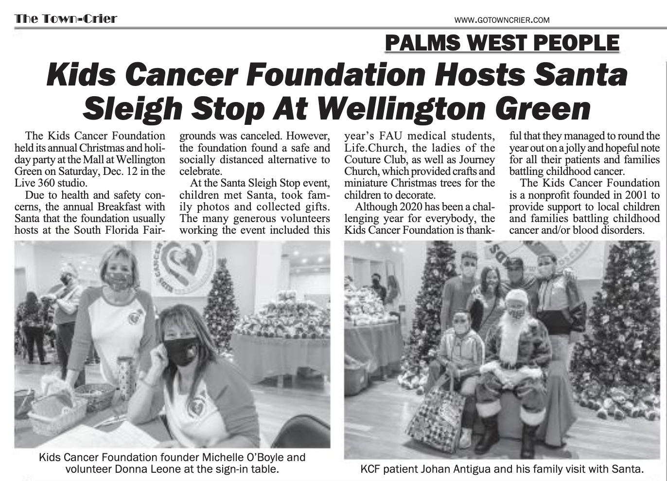 Kids Cancer Foundation Hosts Santa Sleigh Stop At Wellington Green
