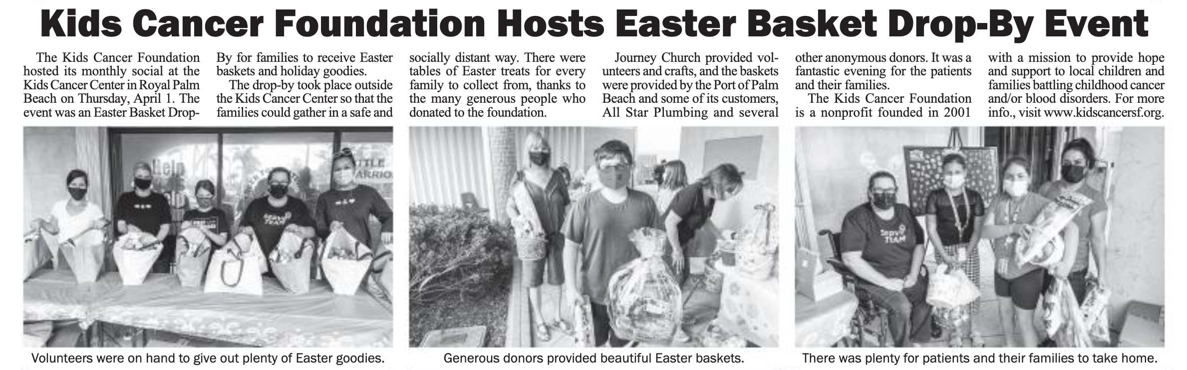 Kids Cancer Foundation Hosts Easter Basket Drop-By Event