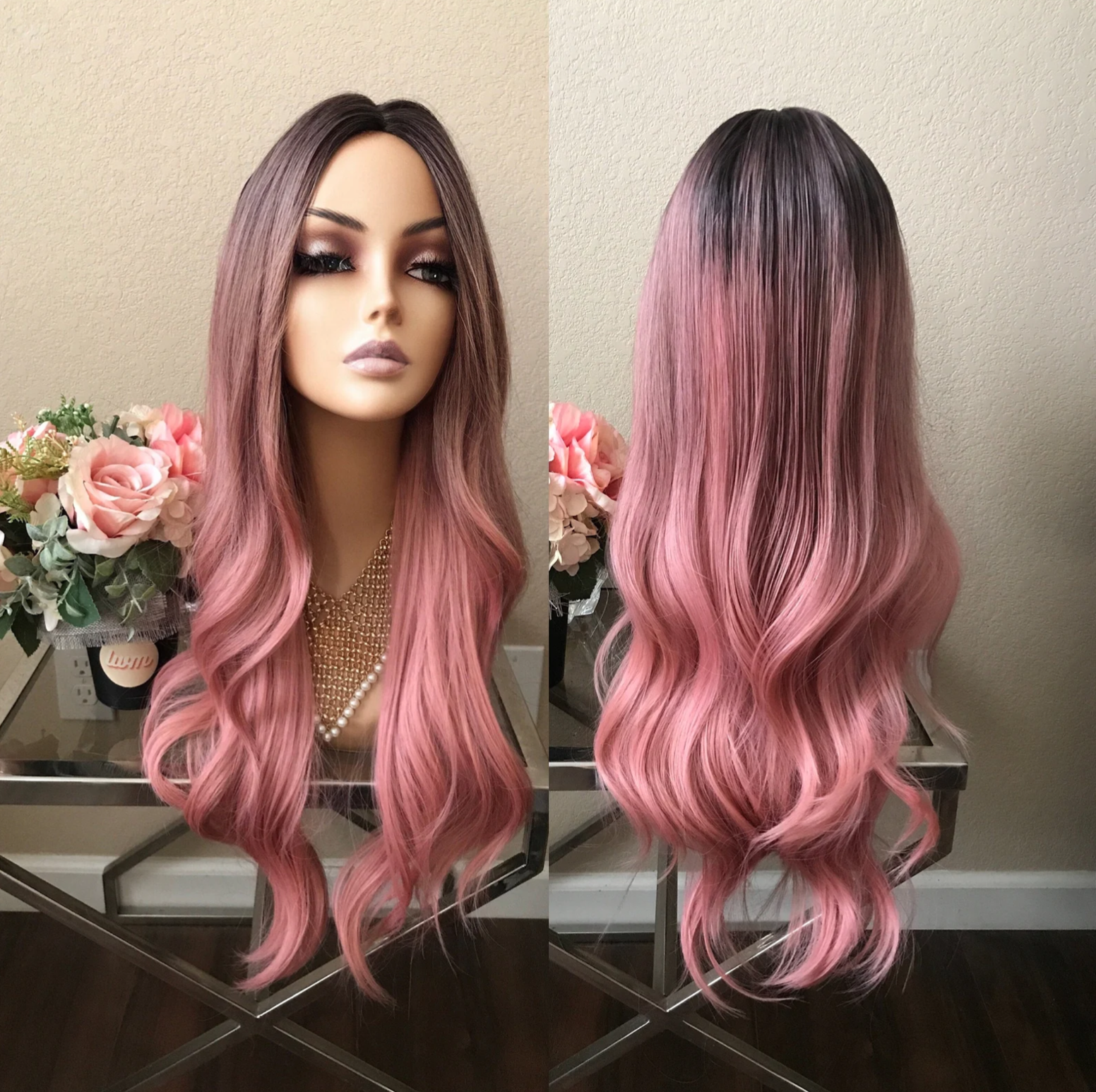#19 - Pink Ombre Wavy 28" Length