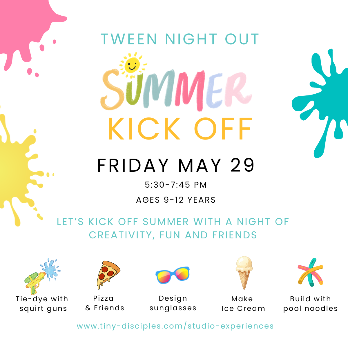 Yellow Orange Blue Modern Simple Illustration Summer Party Invitation Flyer (4 x 4 in).png