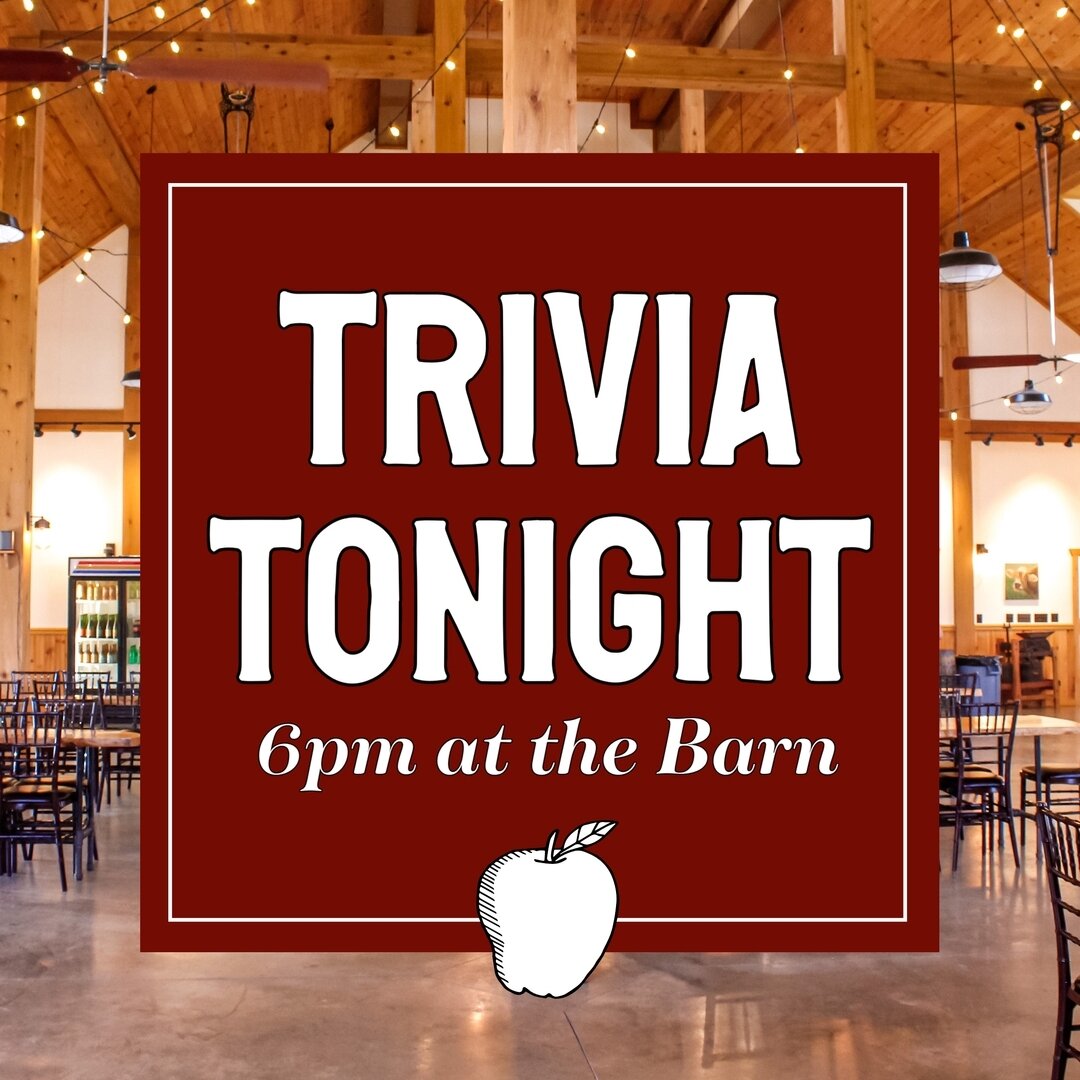 Come see us tonight for trivia at the Cider Barn at 6pm! We'll have Kaziville food truck on site serving up their delicious eats and great prizes for the winner. 

#trivianight #loudoncounty #localevents