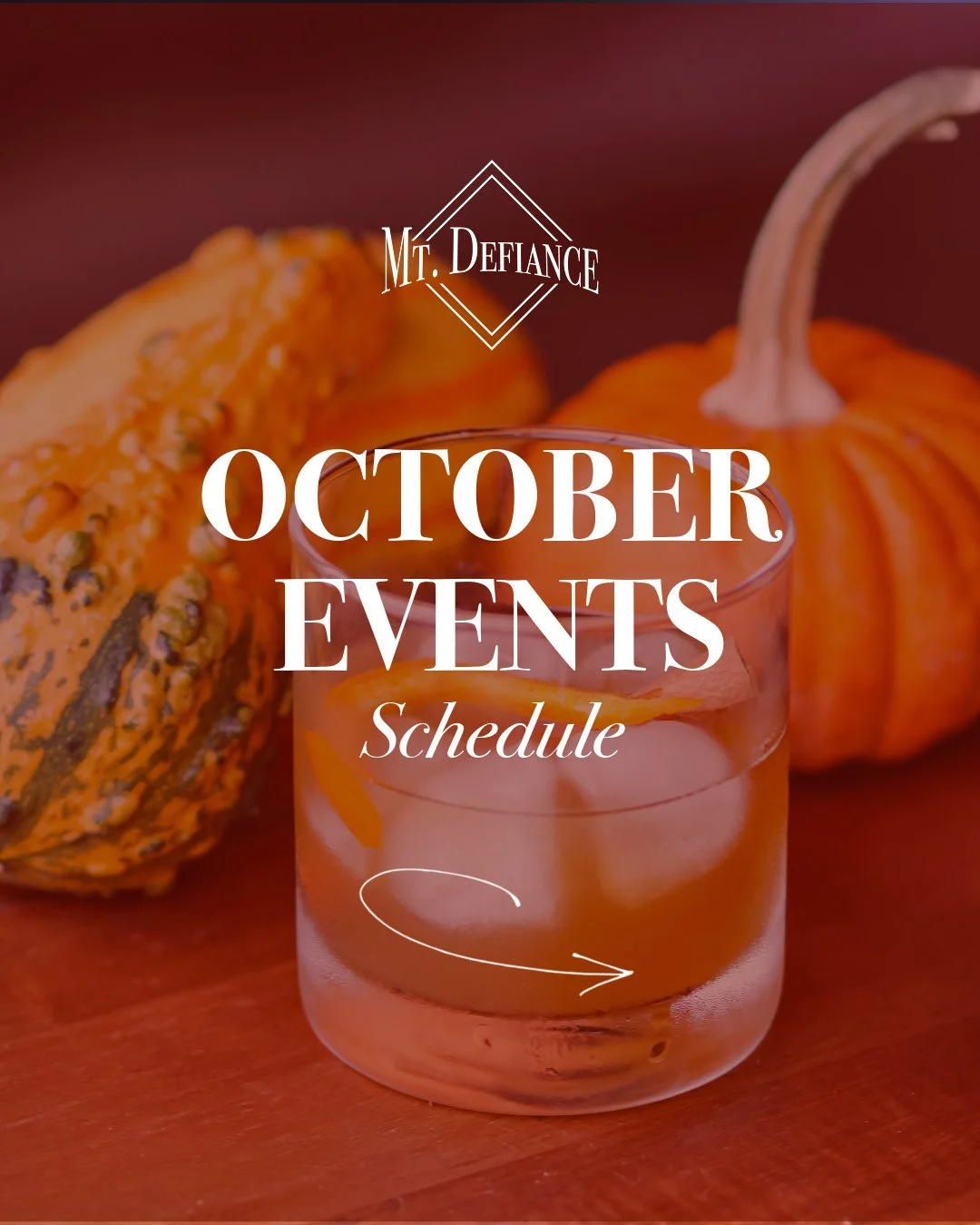 October's event schedule is here and it's packed with fall fun. 

A few highlights?
🍁 Fall cocktail menu launches October 1st
🎶 Live music by @jasonmasishots Sunday 10/12
🎃 Spooky Bingo Wednesday 10/15
🍎 Harvest Festival Saturday 10/18

We can't 