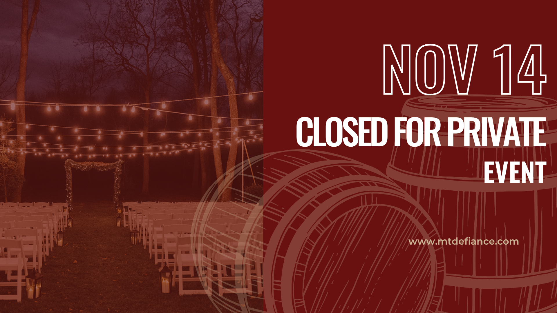 NOVEMBER 14 | CLOSED FOR PRIVATE EVENT