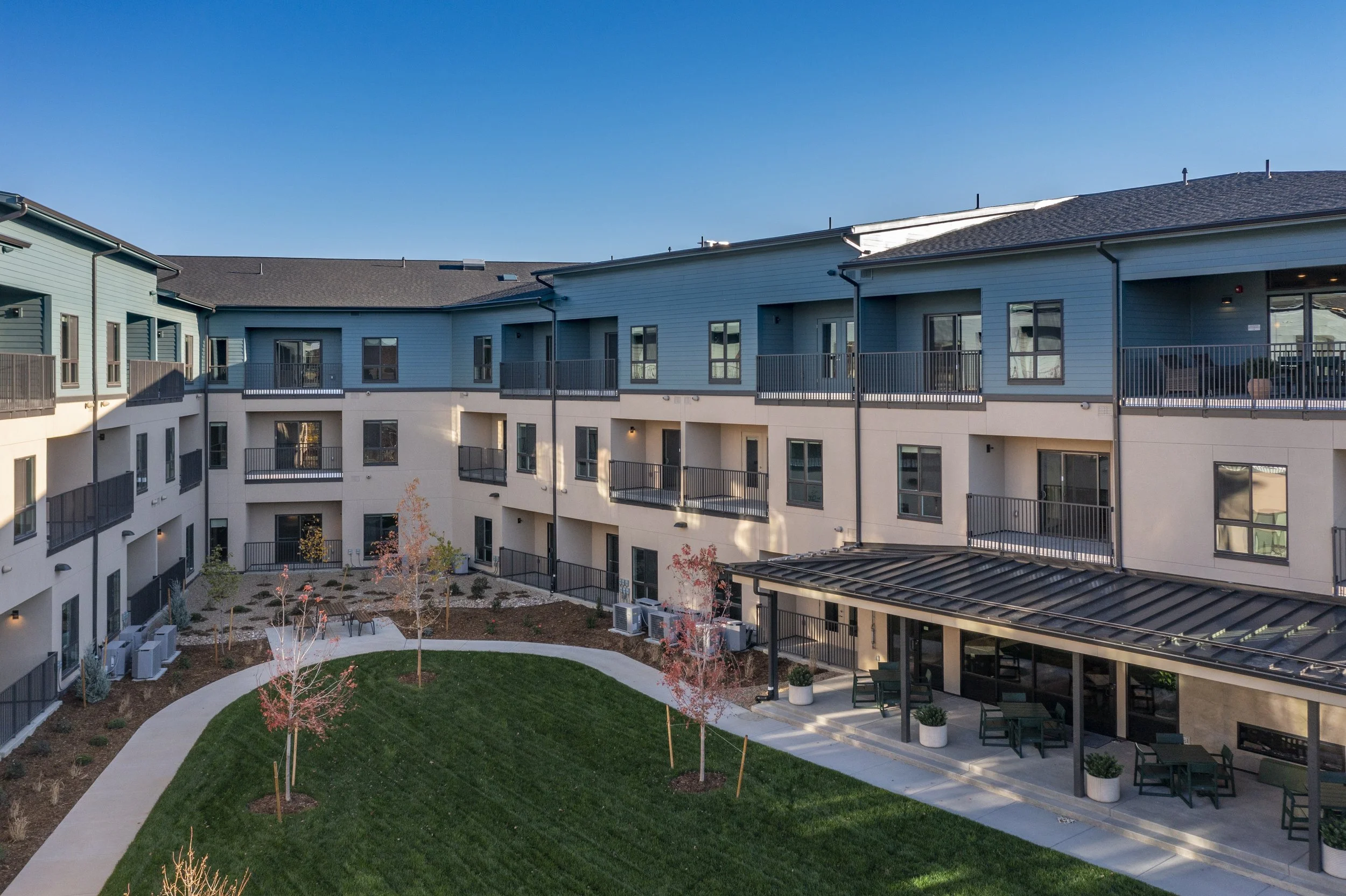 North New Building courtyard close up drone.jpg