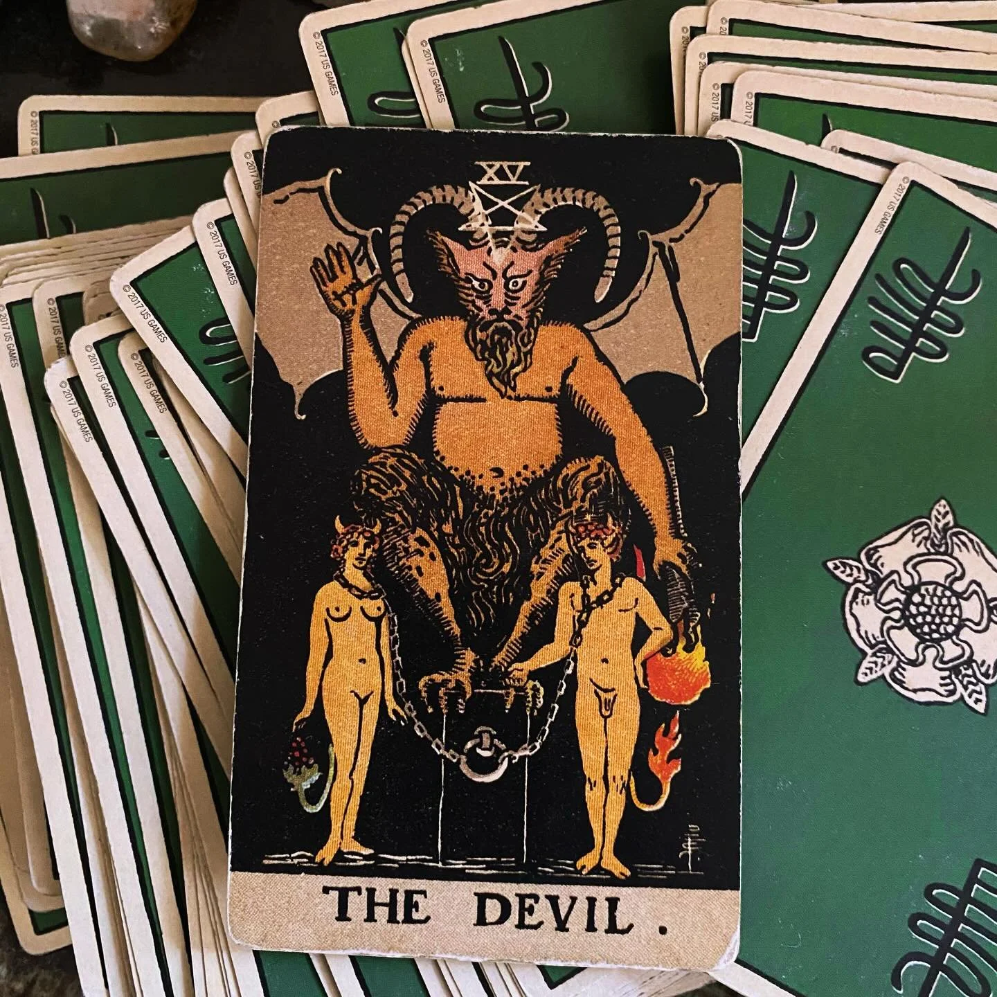 Every pull is an invitation to go inward and greet all of the energies that live within us. When we are greeted by The Devil we are being tasked with acknowledging our darker side. Specifically, our ego driven desires and ways that we self sabotage.