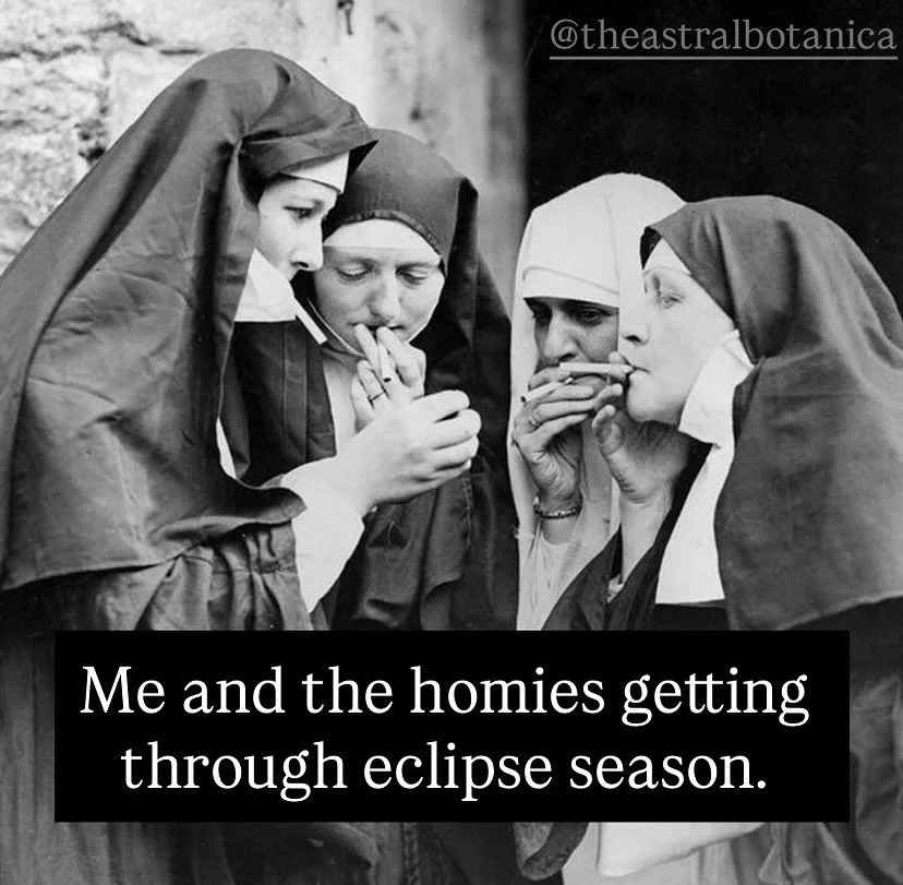 How are you holding up? Our next eclipse is Sunday and it’s a Black Moon solar eclipse that will oppose Saturn 🪐 at 29° Virgo ♍️ soooooooo buckle up. The collective energy this eclipse season has been especially wild. A lot of mutable ener