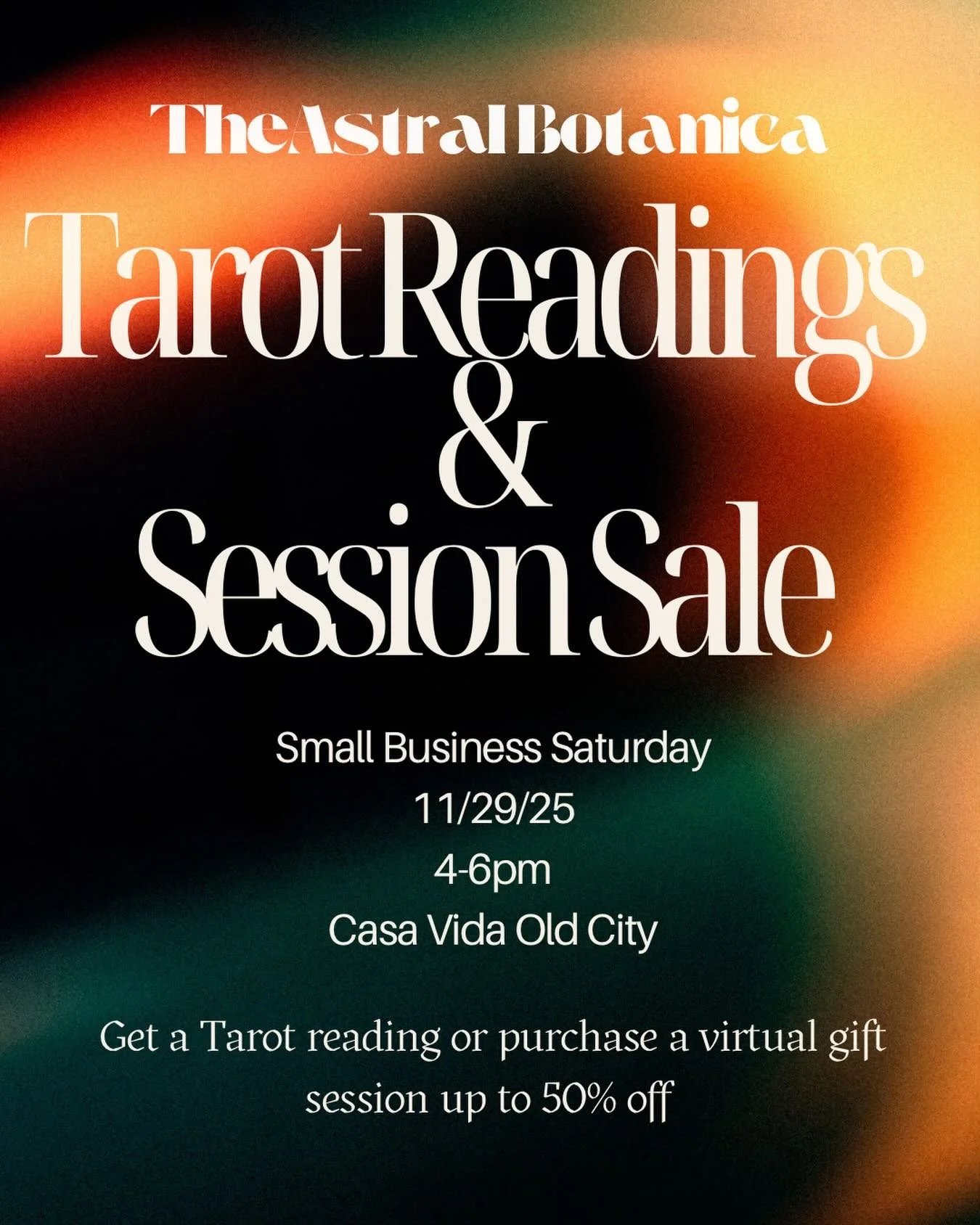 Come through @casavidastyle in Old City this Saturday 11/30 from 4-6pm for a holiday hangover vibe check✨sit with me for a focused Astro Tarot reading 🔮 or support your local astrotherapist this holiday season 🎄 by gifting 🎁 a healing experience t