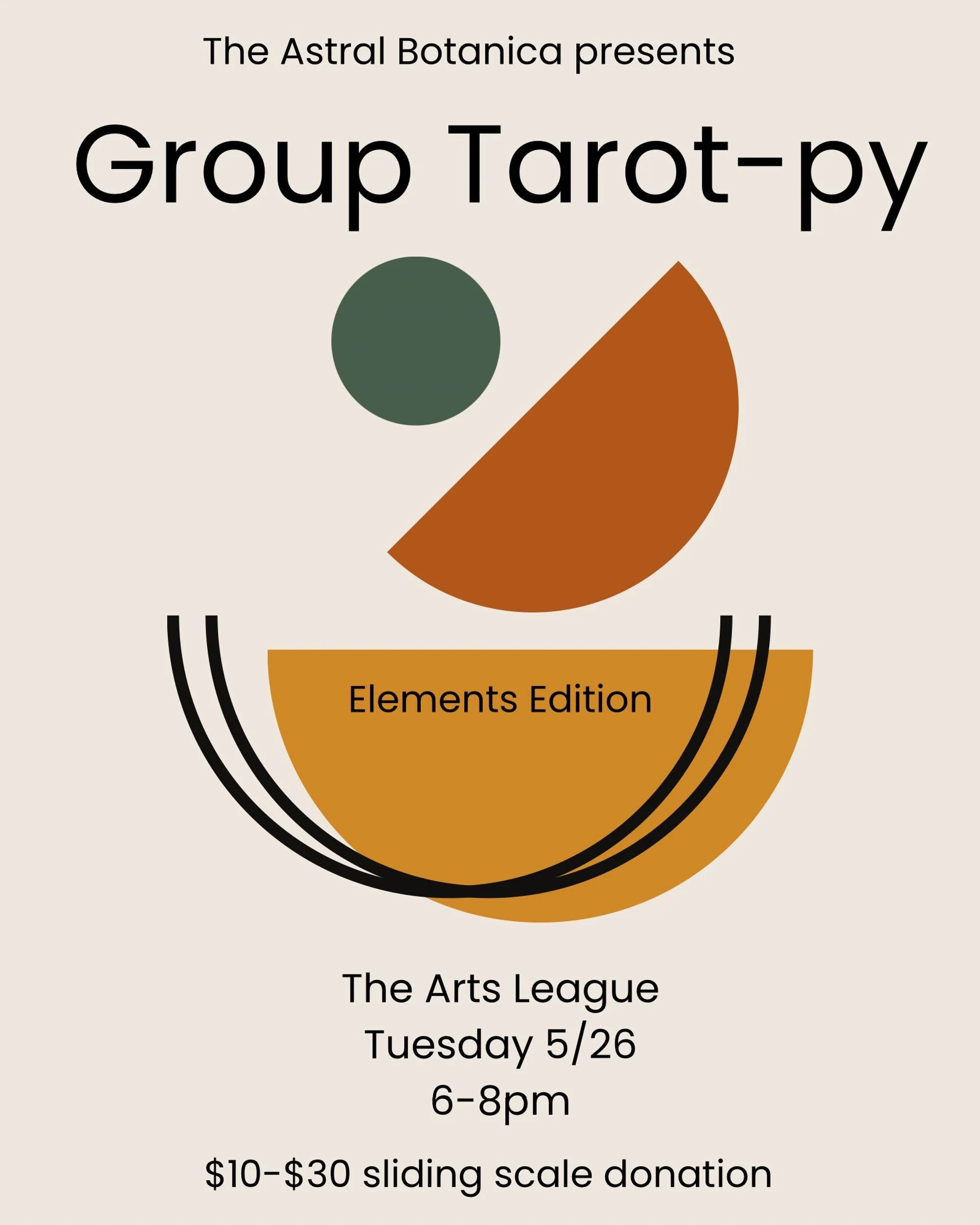 ✨✨✨JOIN US NEXT WEEK✨✨✨

Feeling unbalanced? Well, we&rsquo;ve got a group for you!

This month in Group Tarot-py we will be unpacking all things related to the four elements in Astrology &amp; Tarot: Earth, Air, Fire and Water. We will process how w