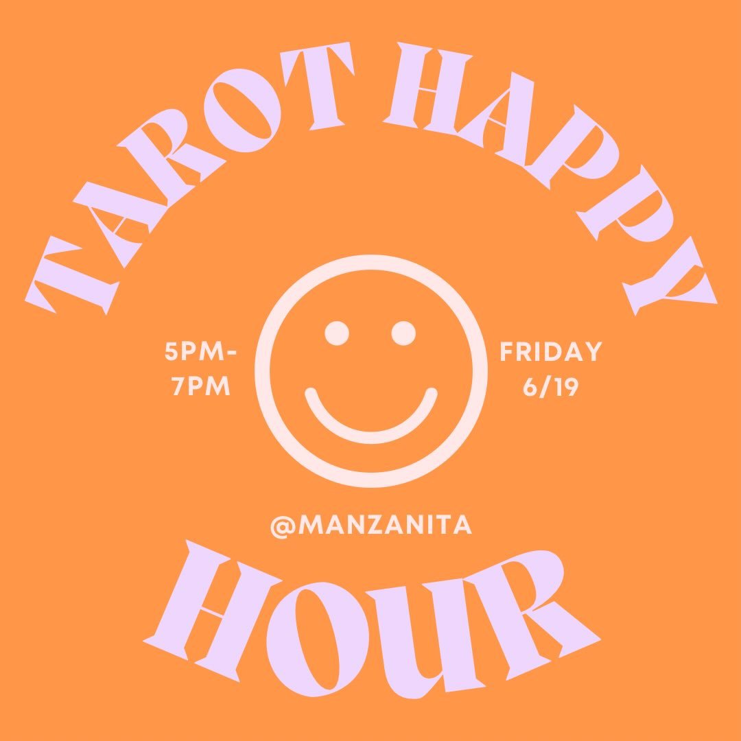Join us next Friday 6/19 @manzanita.philly for a special Tarot Happy Hour to welcome the Summer Solstice!!!✨Sip, shop and celebrate the return of the sun 🌞 with special Solstice Tarot readings🔮 

☀️$33 for a 3 card spread
☀️$15 for 1 card message

