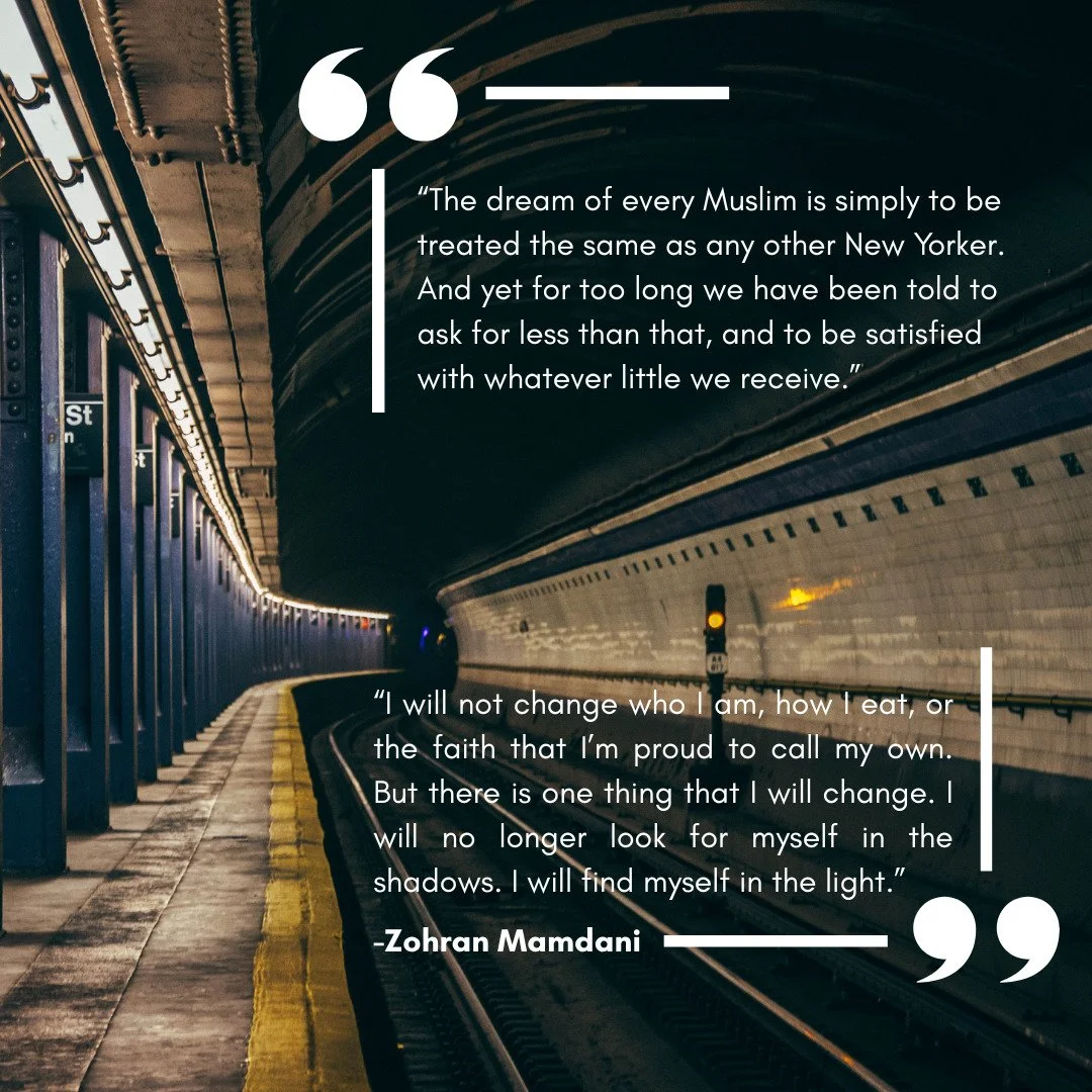 &quot;Don&rsquo;t tell anybody you&rsquo;re Muslim.&quot; 

This was the advice Saamiya got, when she
first started college in the US. And now twenty years later, we're hearing the same advice being given to Zohran Mamdani before his elections and re