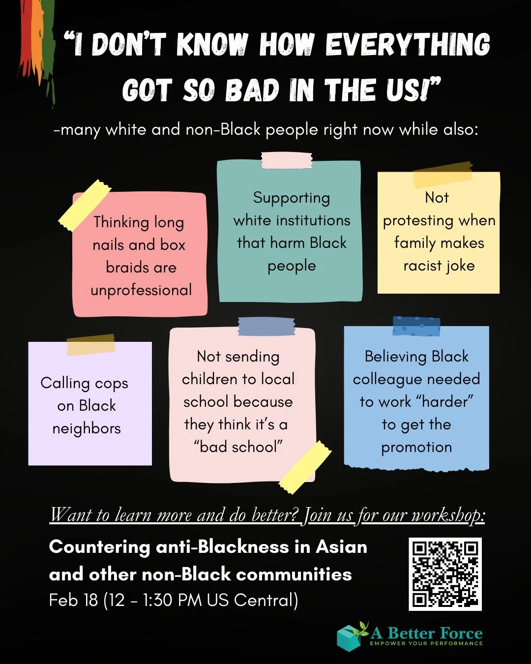 "I don't know how things got so bad in the US!"

We have heard a lot of people say this lately, while also observing that they:

📌 Let BIPOC in their sphere get harassed
📌 Tolerate institutions rooted in wh*tness
📌 Don't believe in aboli