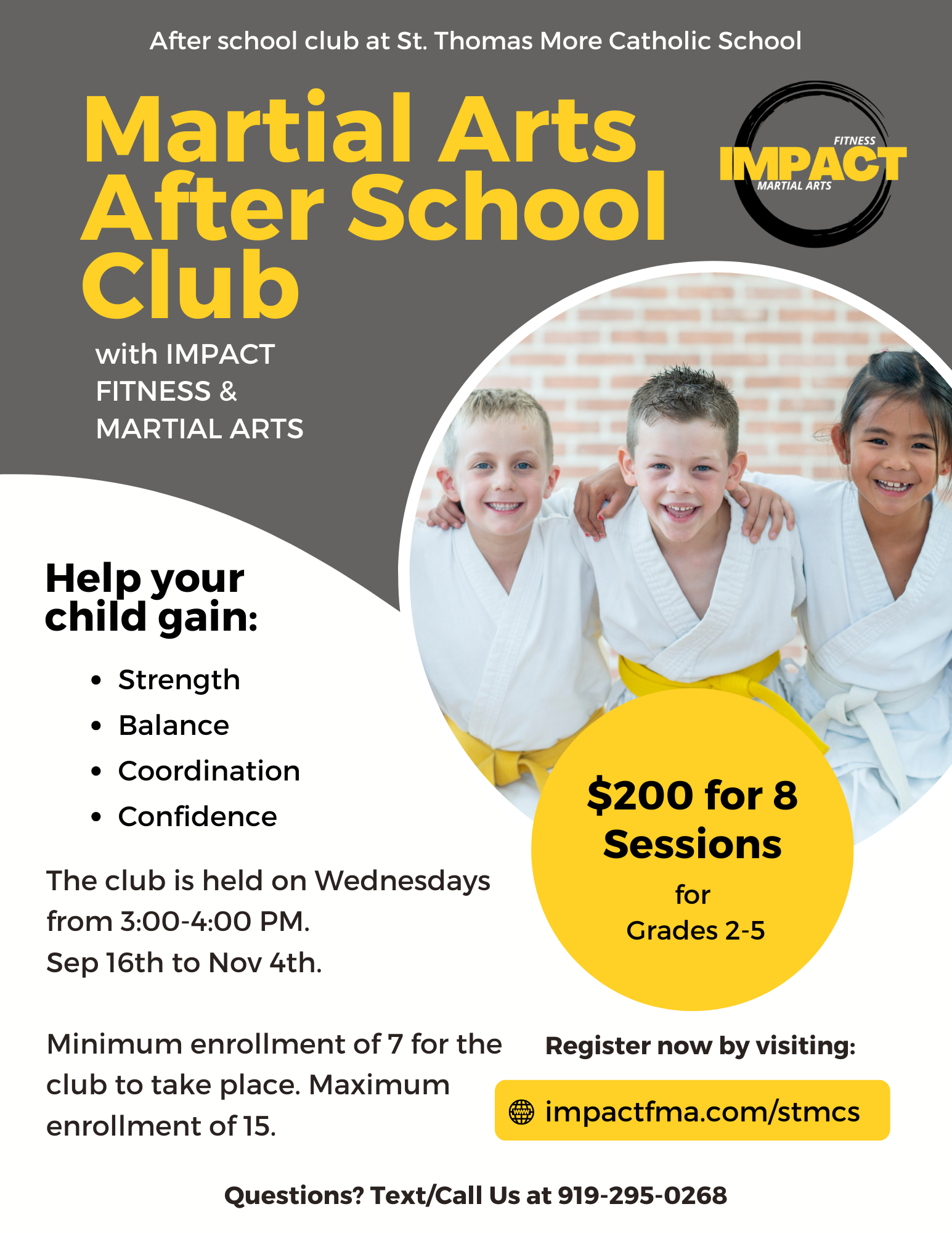 Wednesday Martial Arts After School Club for Grades 2-5