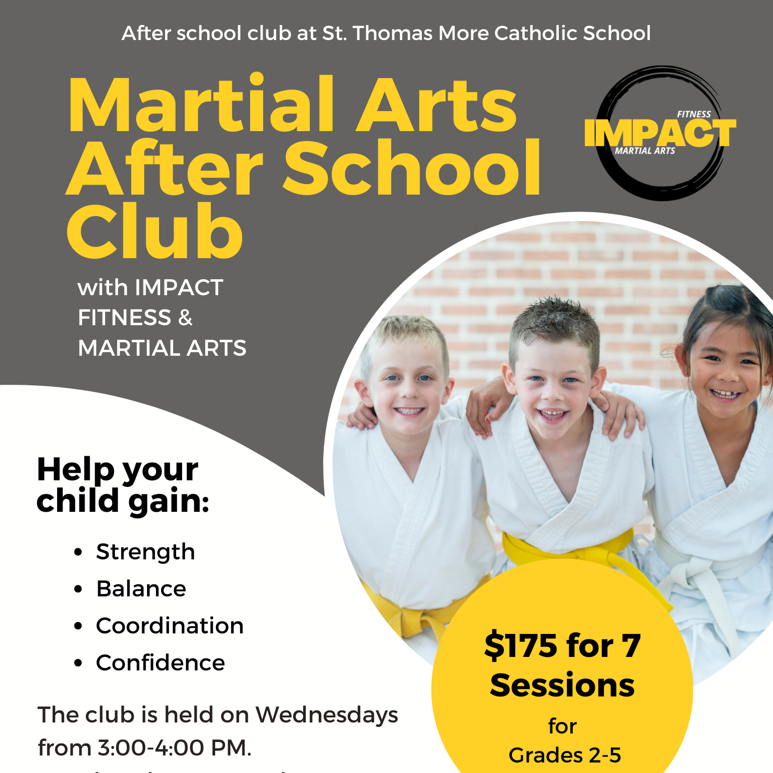 Wednesday Martial Arts After School Club for Grades 2-5
