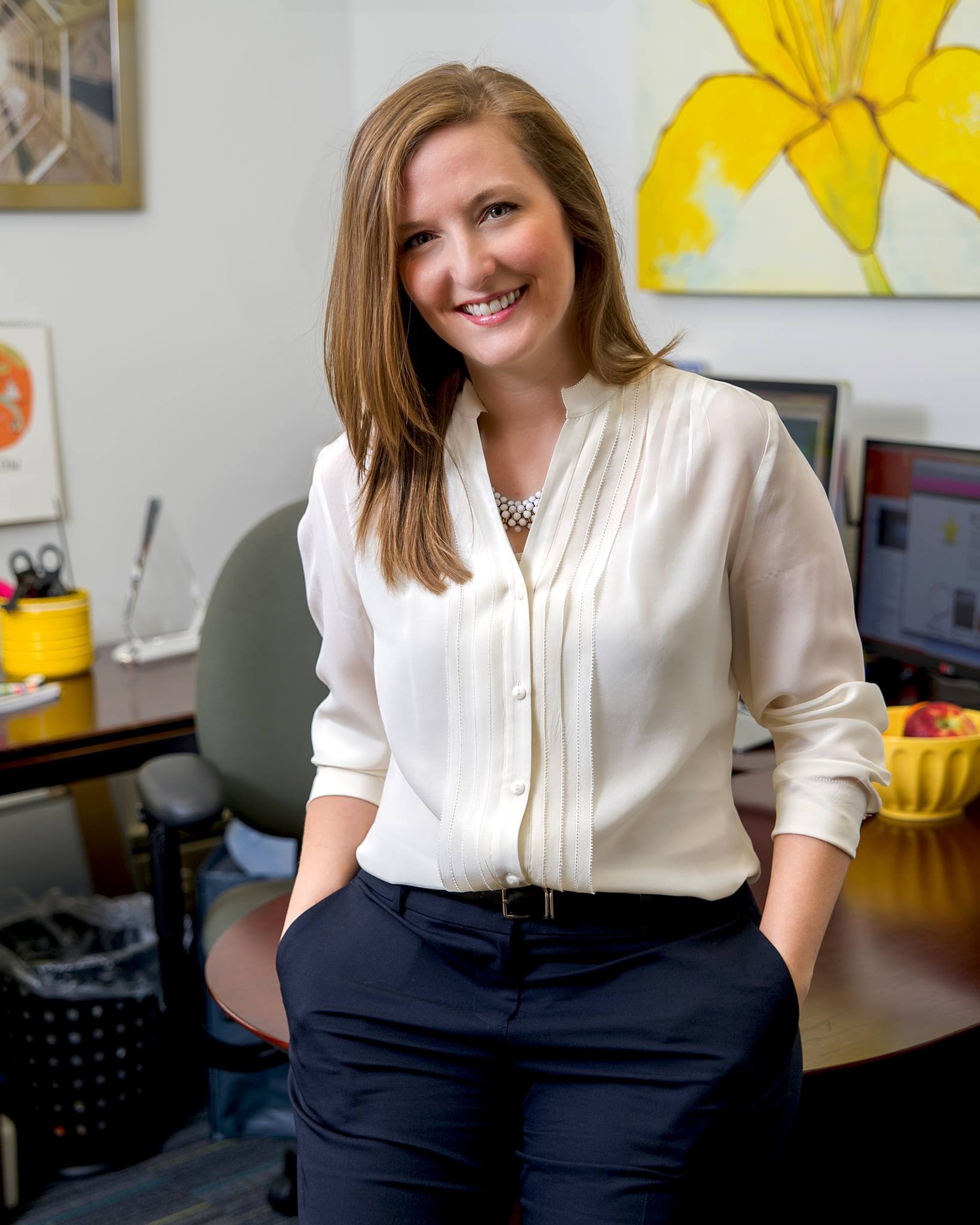 Sarah in her first "real" office in an office building! - 2013