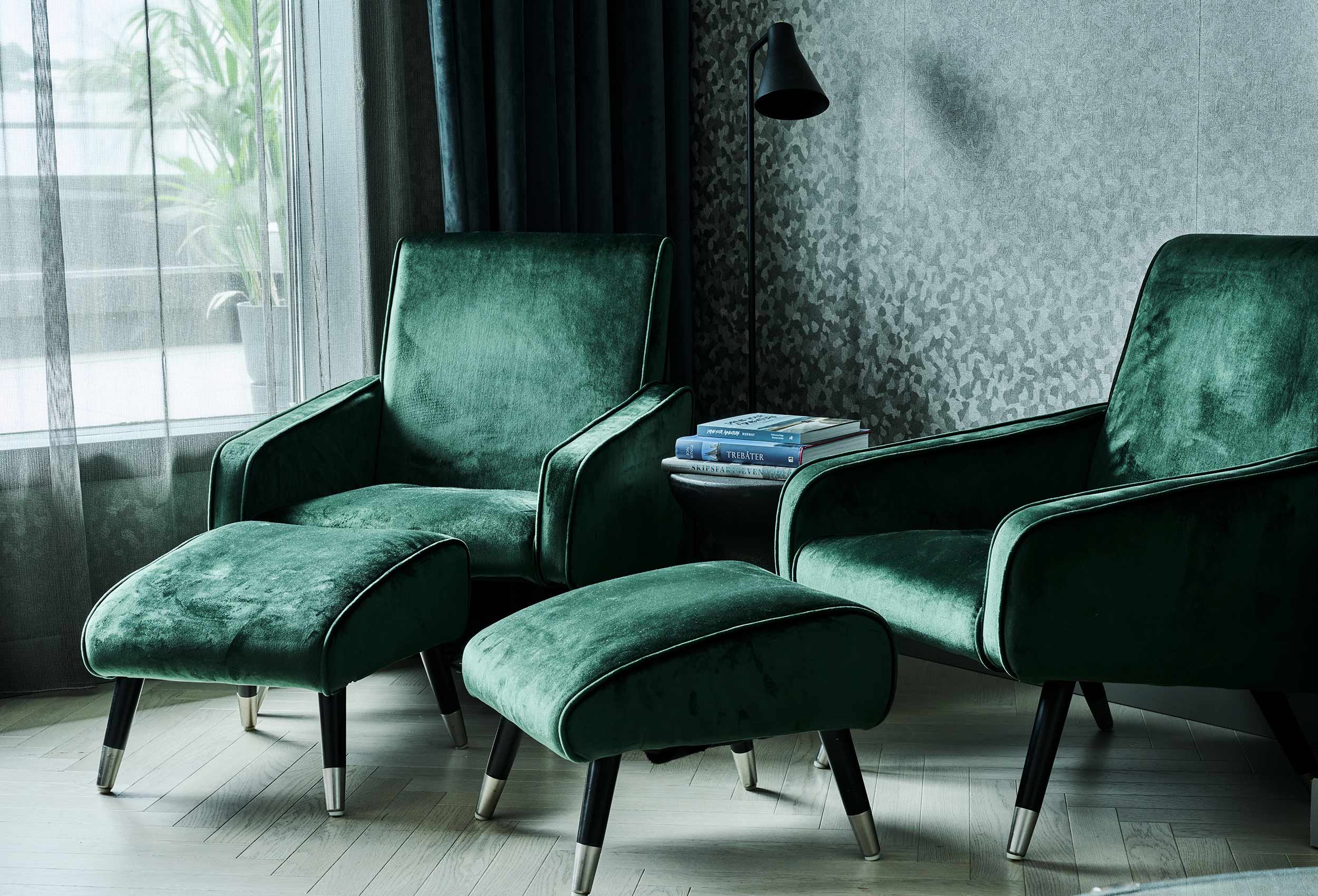Modern green furniture in suite at Radisson Blu Caledonien Hotel, Kristiansand