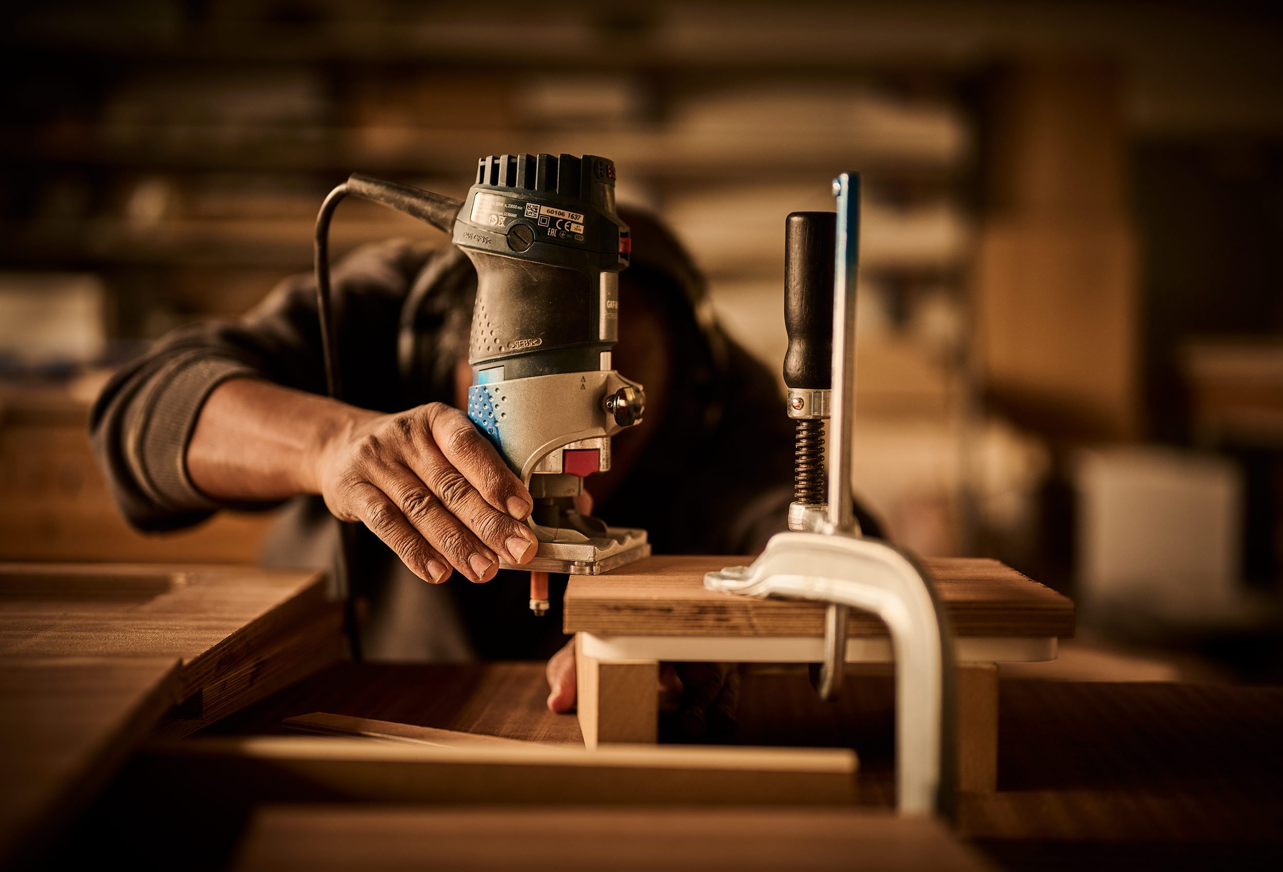 Portrait and process photography at furniture wood workshop in Rogaland Norway.