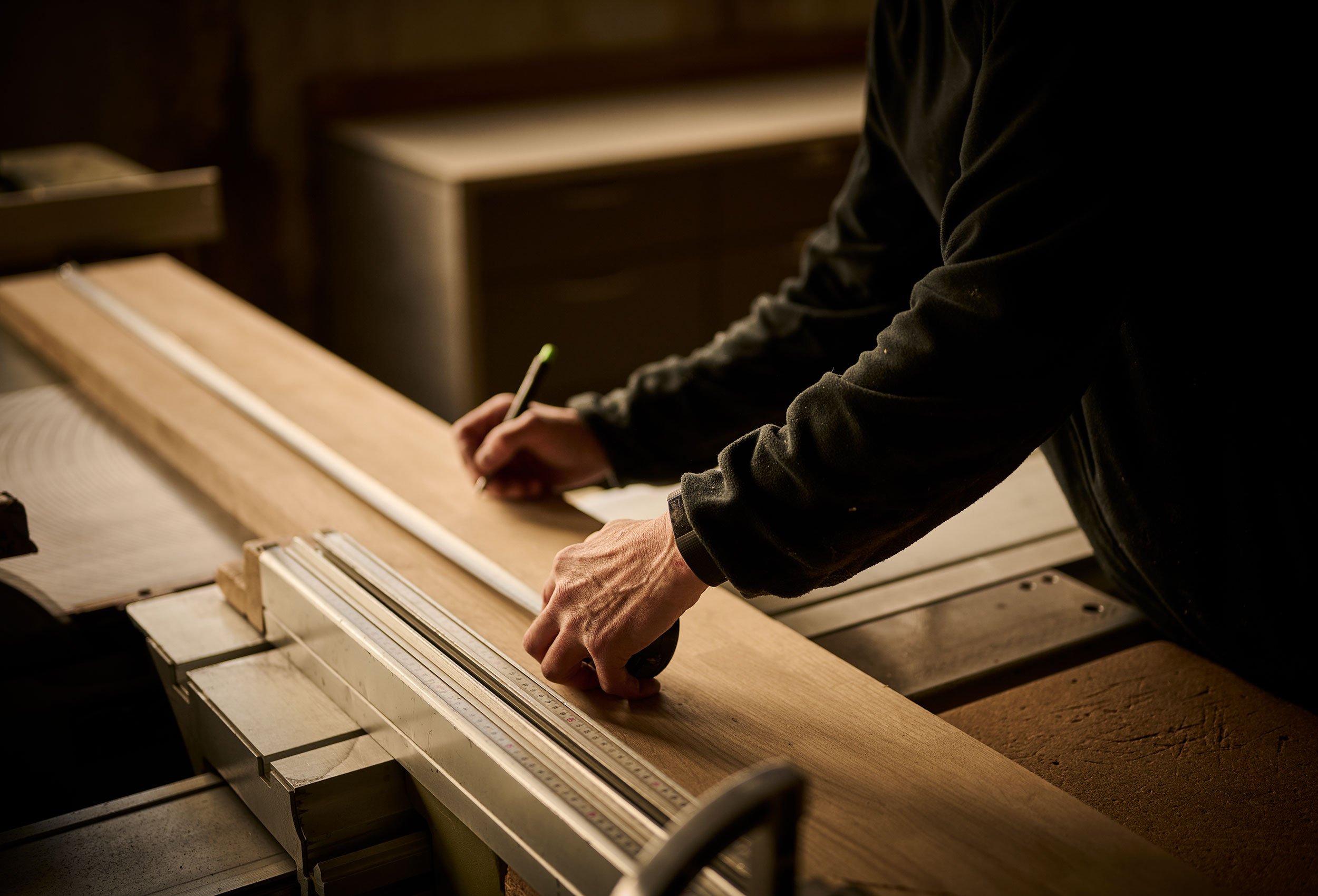 Close-up photography at furniture wood workshop in Rogaland Norway.