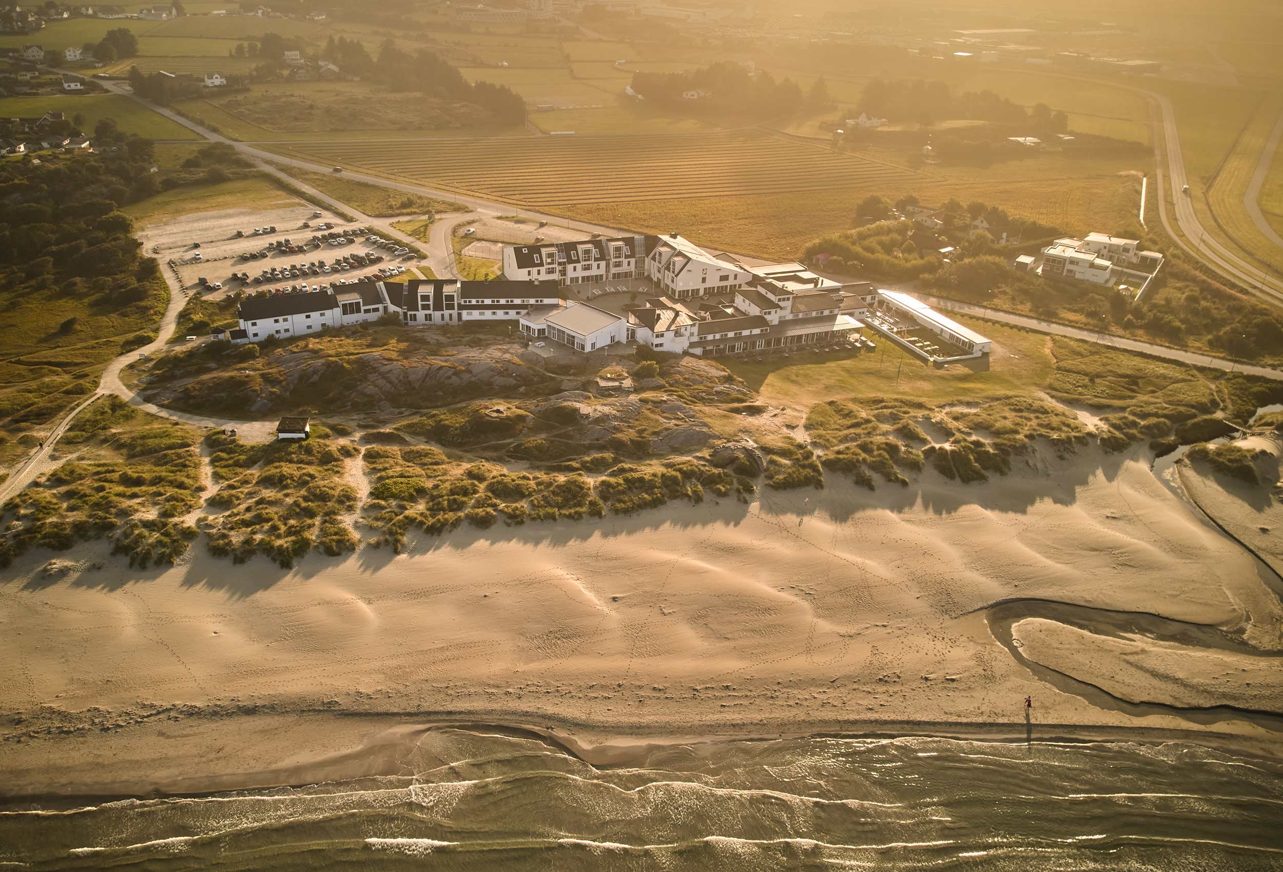 Drone image of the sola beach hotel and spa located on the beach