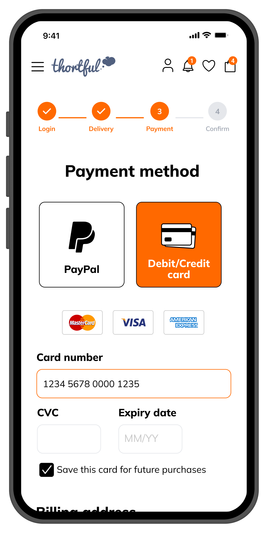 Payment screen