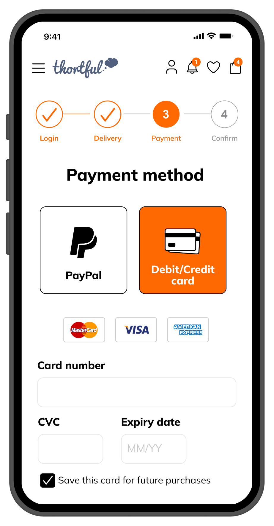 Payment screen