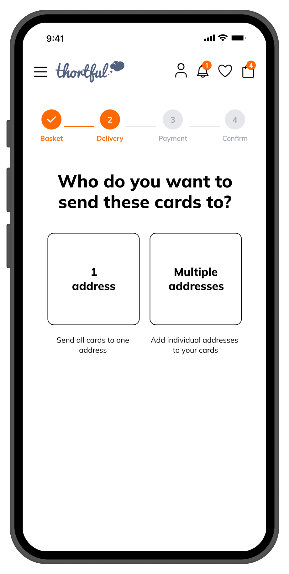 Delivery screen