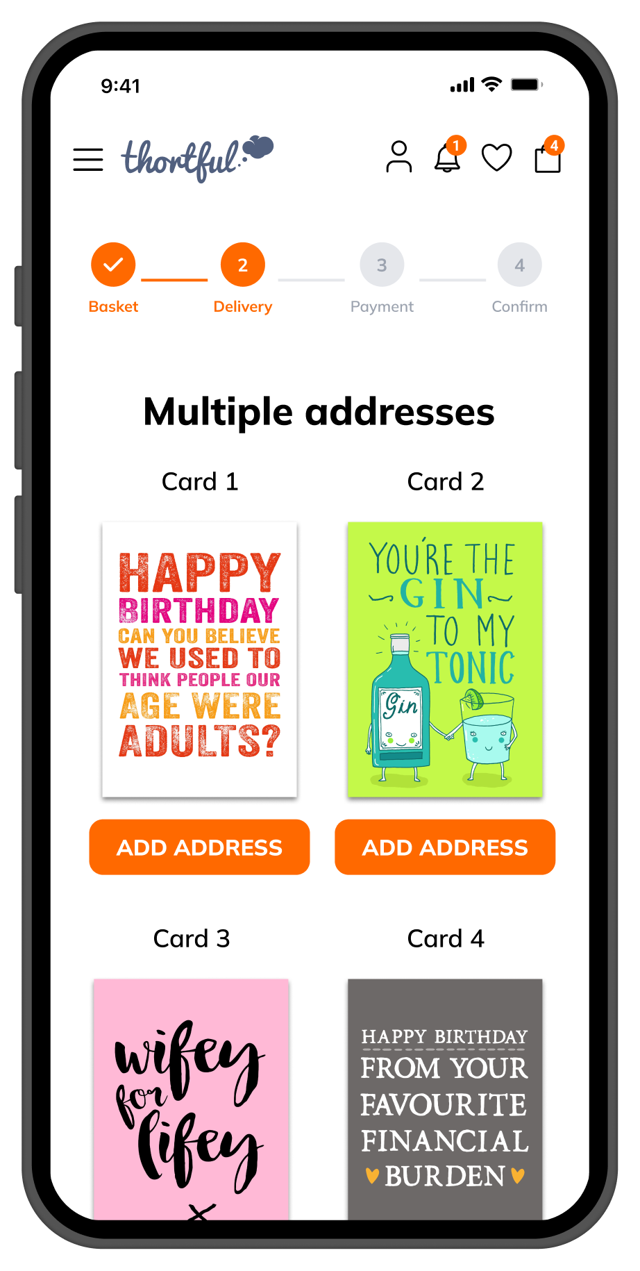 Addresses screen
