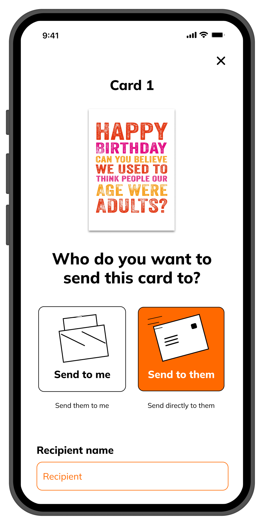 Recipient screen